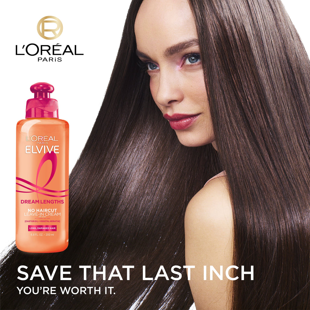 L'Oreal Paris Elvive Dream Lengths No Haircut Cream Leave in Conditioner, 6.8 fl oz