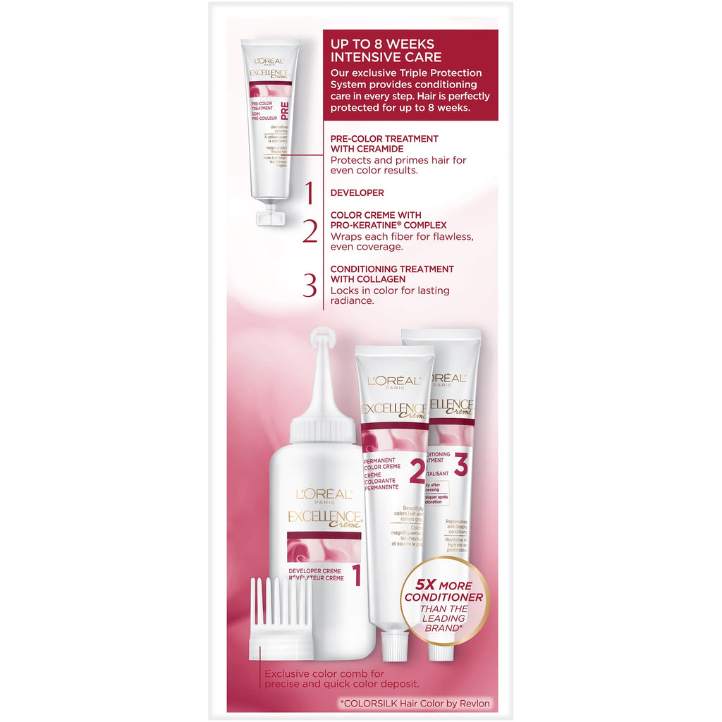 L'Oreal Paris Excellence Triple Protection Permanent Hair Color Crème, Dark Blonde [7], 1 Each