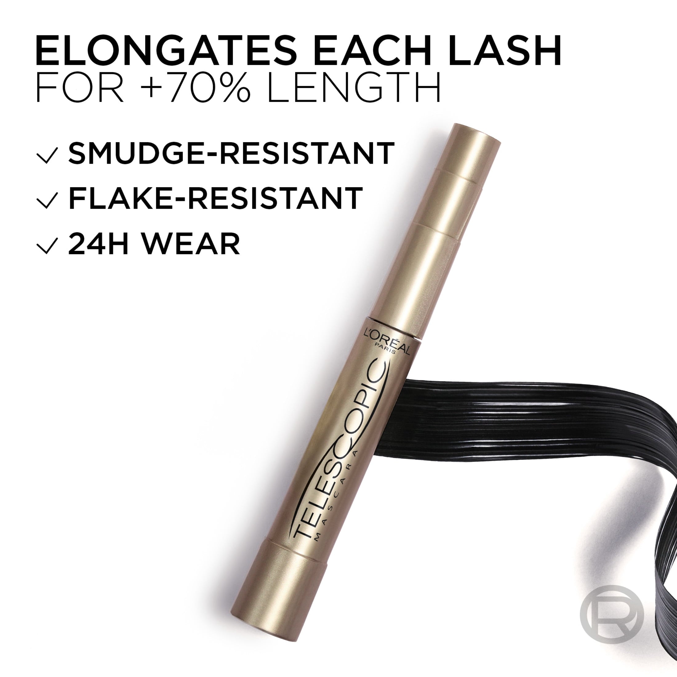(2 pack) L'Oreal Paris Telescopic Washable Mascara, Carbon Black, 0.27 fl oz