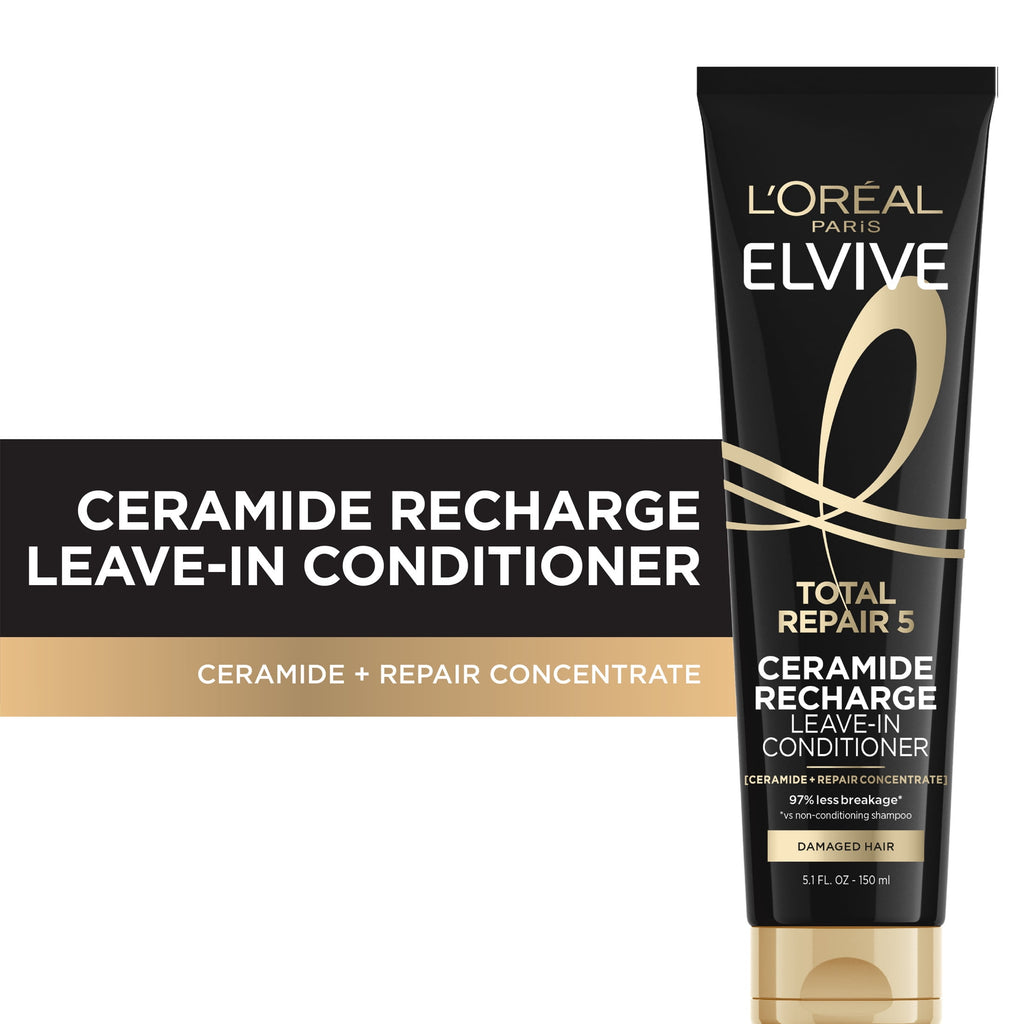 L'Oreal Paris Elvive Total Repair Squeeze Leave in Conditioner, Damaged Hair, Protein, 5.1 fl oz