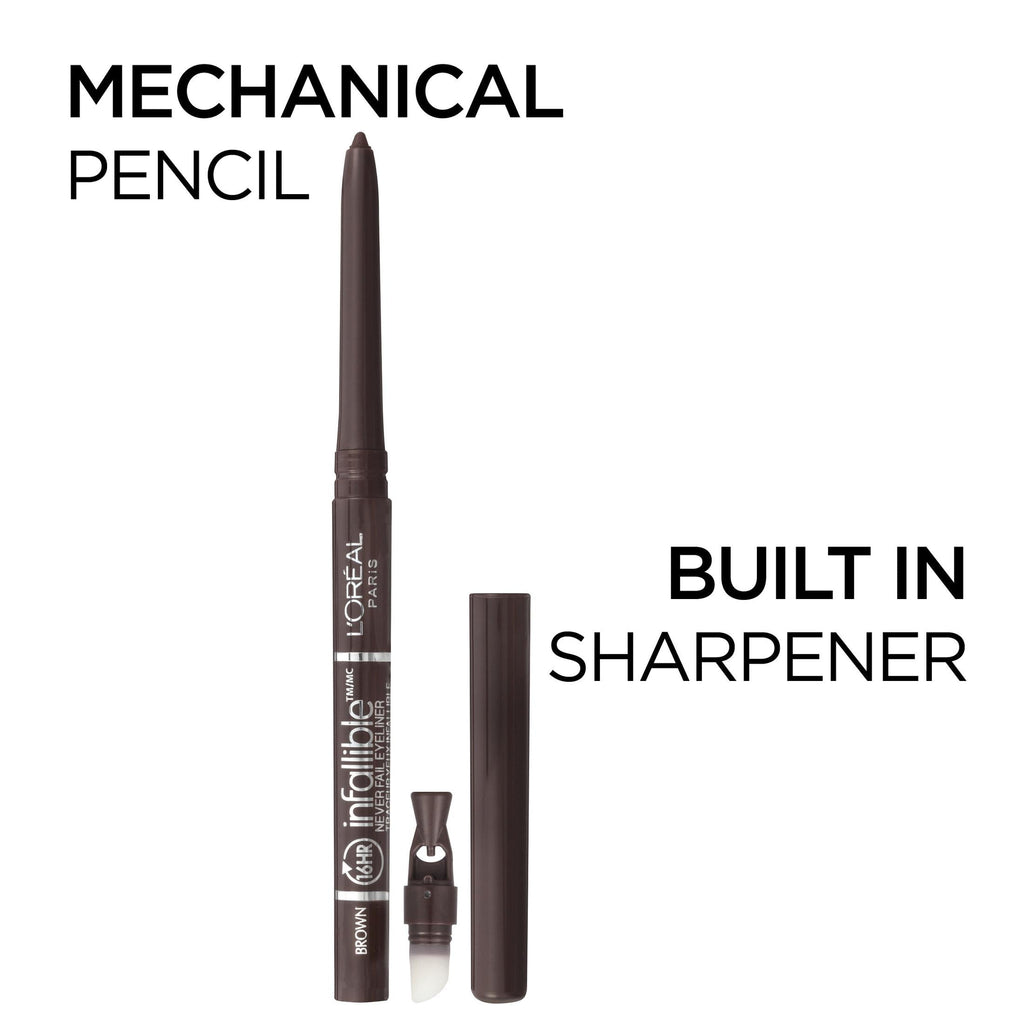 L'Oreal Paris Infallible Never Fail Pencil Eyeliner with Built in Sharpener, Black