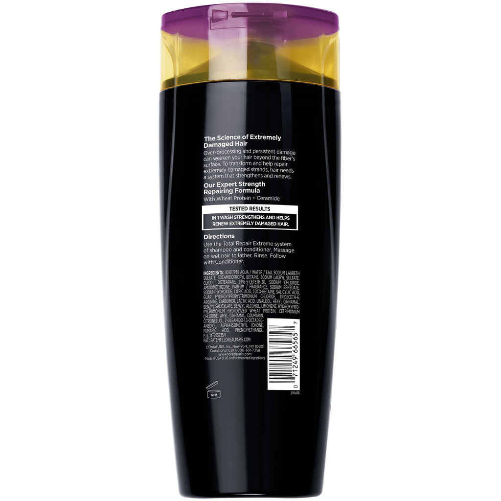 (3 pack) L'Oreal Paris Elvive Total Repair Extreme Repairing Squeeze Tube Shampoo, 13.5 fl oz