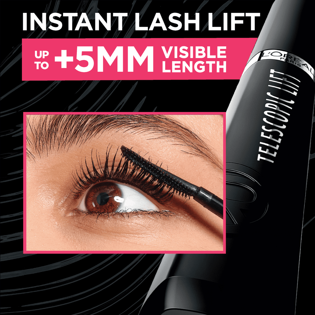 L'Oreal Paris Telescopic Lift Mascara, Black, Liquids, 36HR Wear, 0.33 fl oz