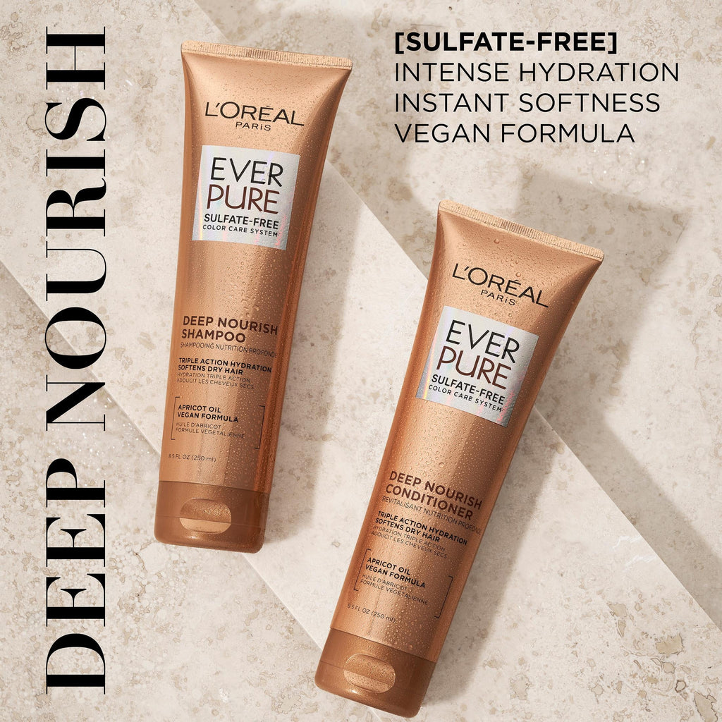 L'Oreal Paris EverPure Deep Nourish Shampoo for Dry Hair, Sulfate Free, 8.5 fl oz