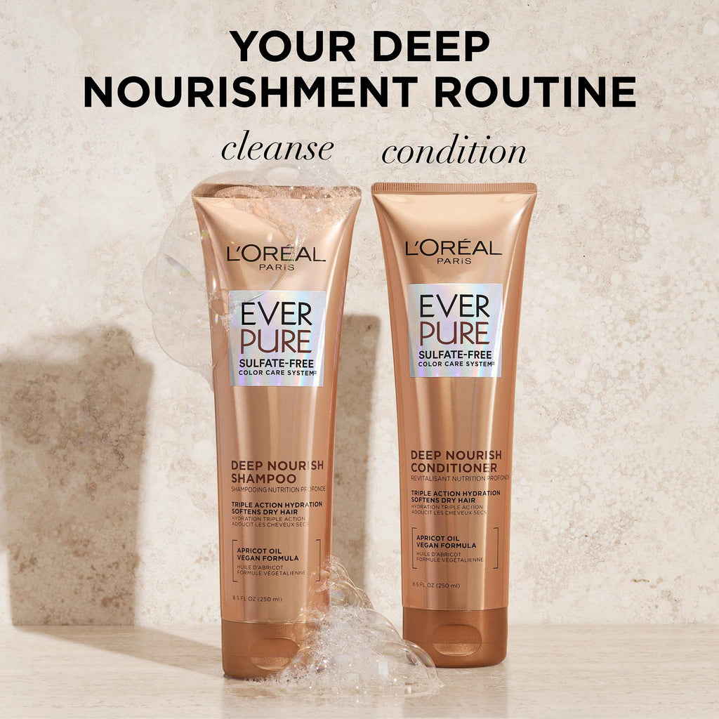 L'Oreal Paris EverPure Deep Nourish Shampoo for Dry Hair, Sulfate Free, 8.5 fl oz