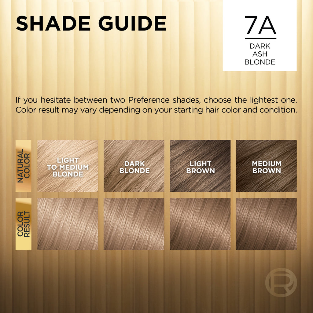 L'Oréal Paris Superior Preference Fade-Defying Adult Permanent Hair Color, 7A Dark Ash Blonde, 1 Kit