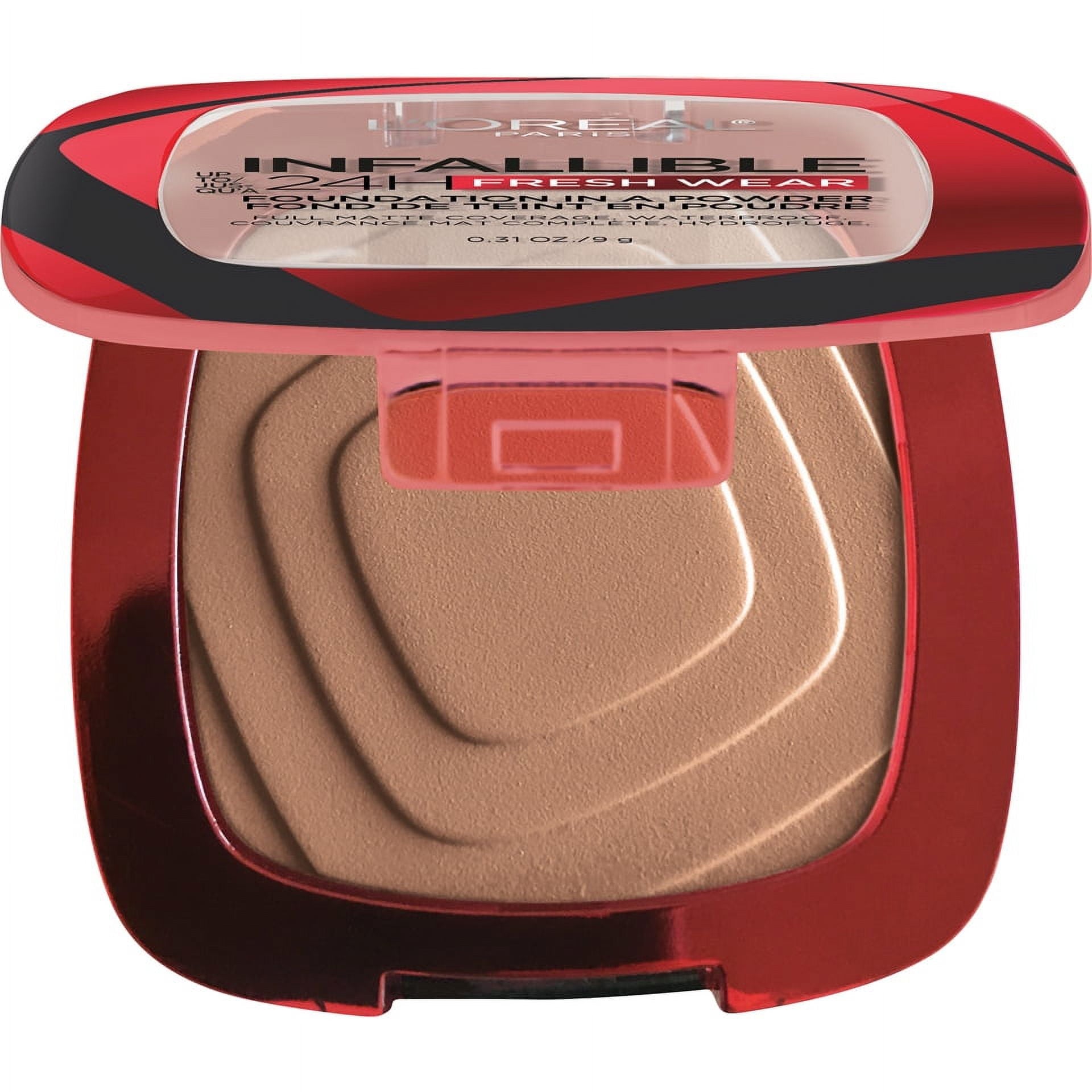 (2 pack) L'Oreal Paris Infallible Fresh Wear 24 Hr Powder Foundation Makeup, 300 Amber, 0.31 oz