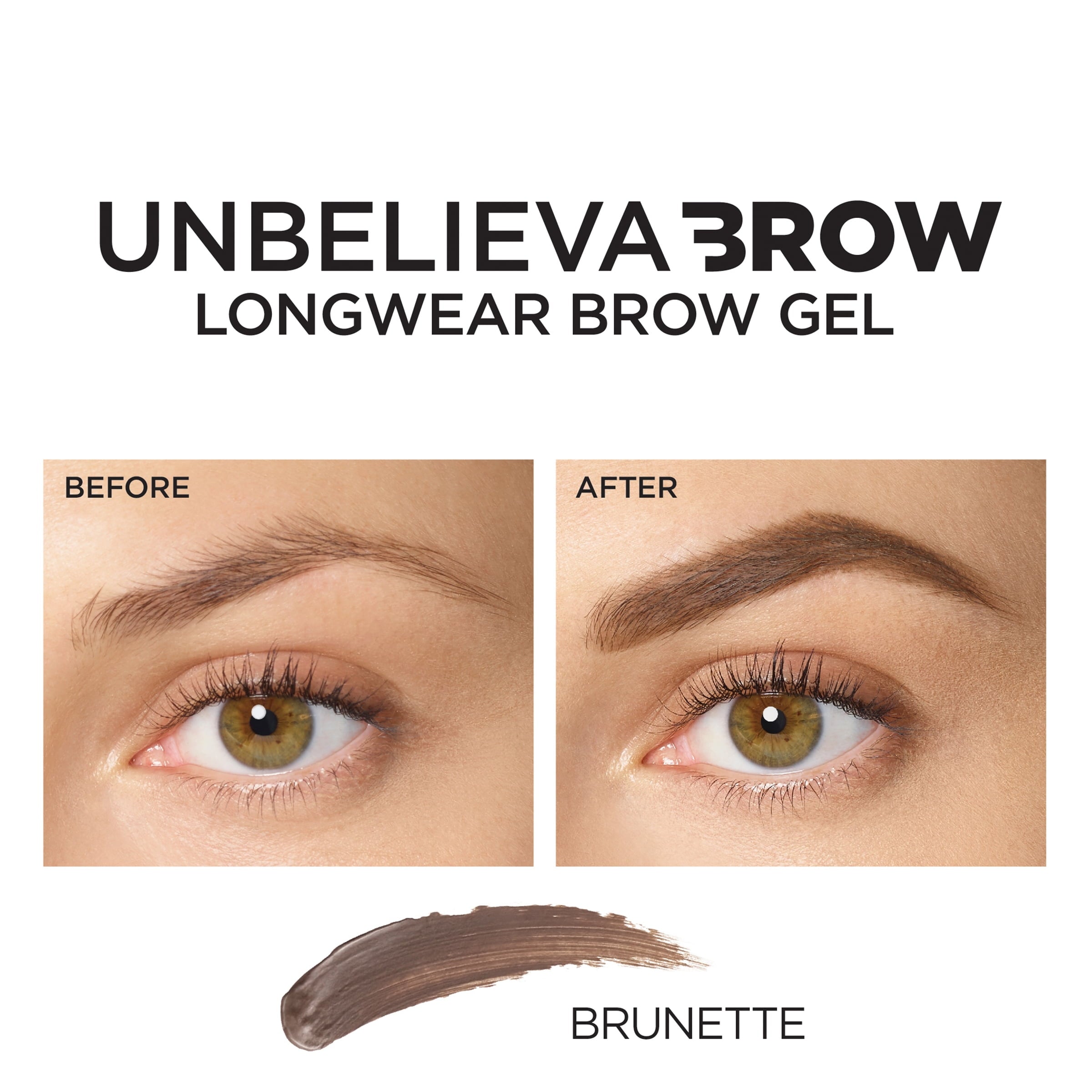 L'Oreal Paris Unbelieva-Brow Longwear Waterproof Tinted Brow Gel, Brunette, 0.15 fl oz