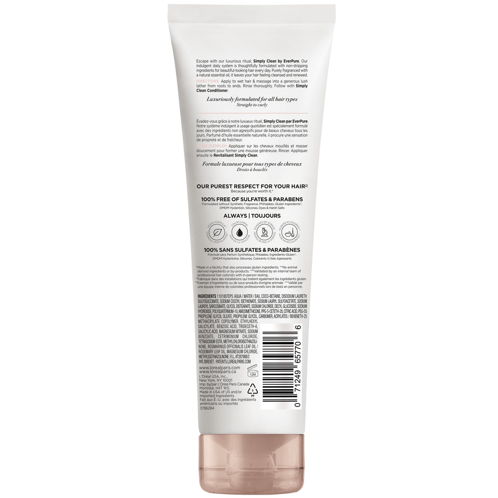 L'Oreal Paris EverPure Simply Clean Shampoo with Essential Oil Sulfates, 8.5 fl oz