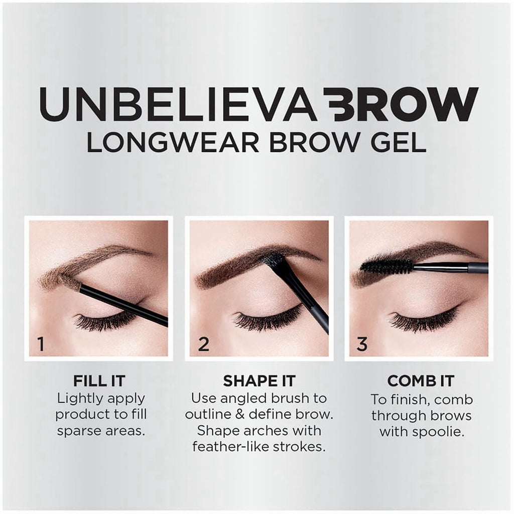 L'Oreal Paris Unbelieva-Brow Longwear Waterproof Brow Gel, Black