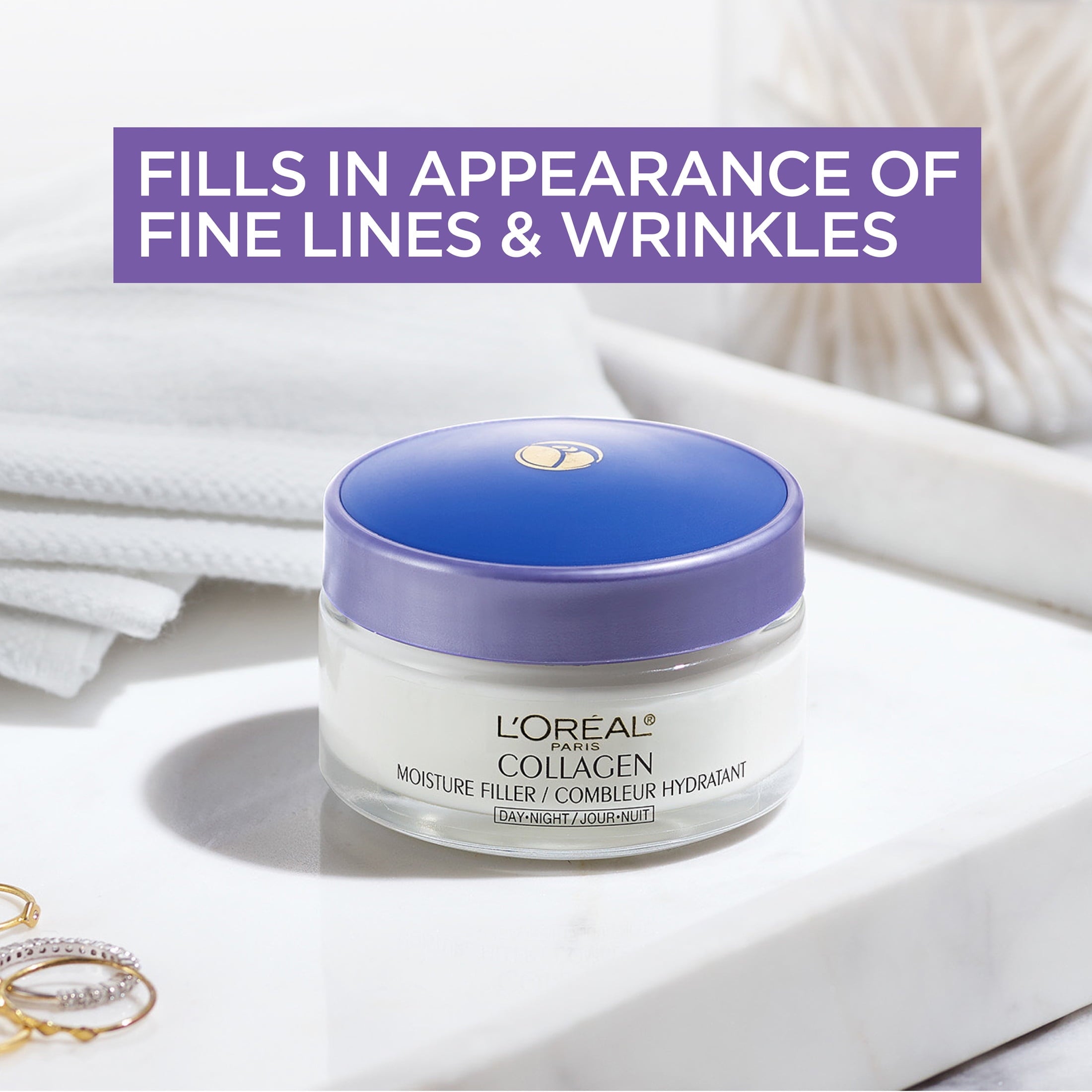 L'Oreal Paris Collagen Moisture Filler Facial Day Night Cream, Anti-Aging, 1.7 oz