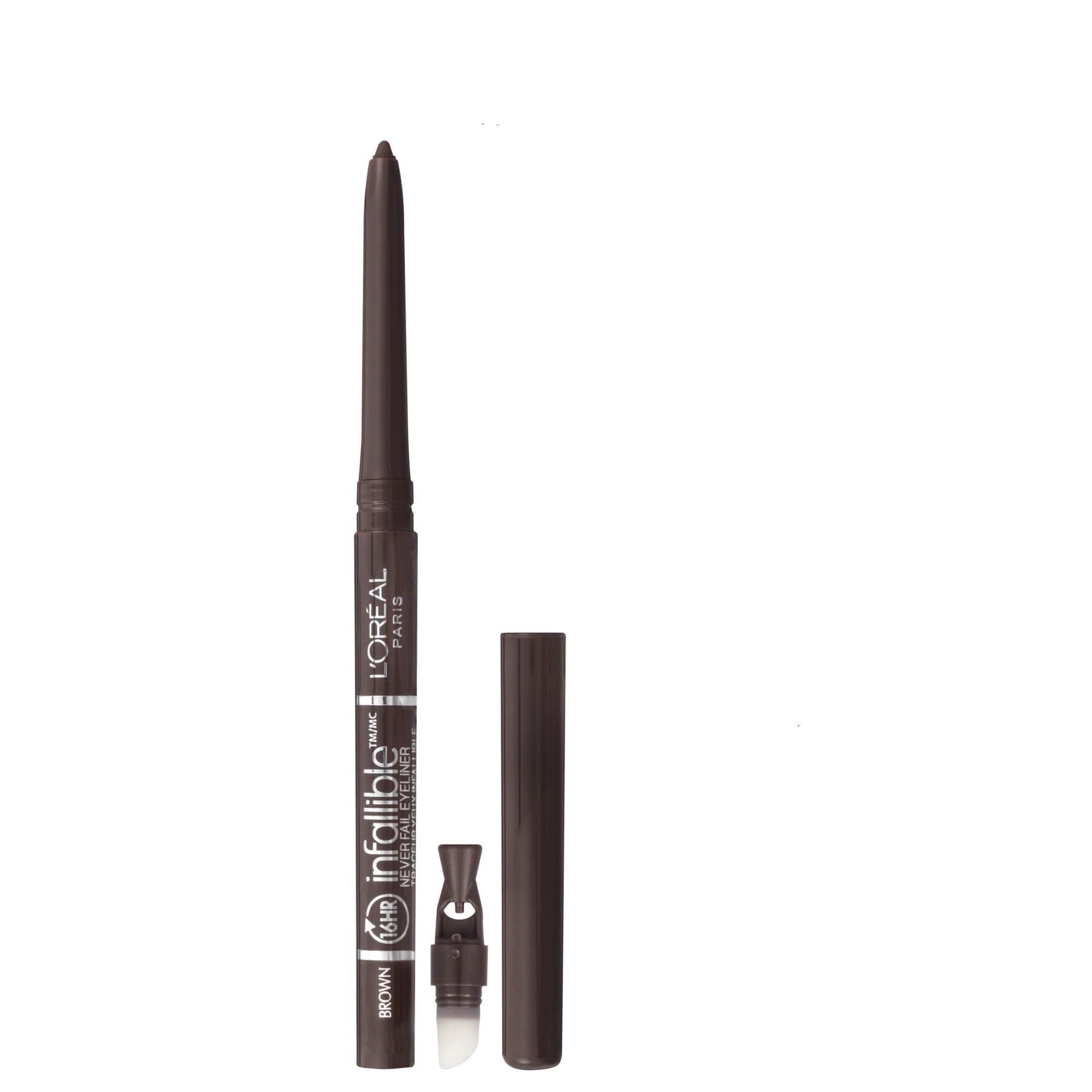 (3 pack) L'Oreal Paris Infallible Never Fail Pencil Eyeliner with Built-In Sharpener, Black Brown, 0.01 fl oz