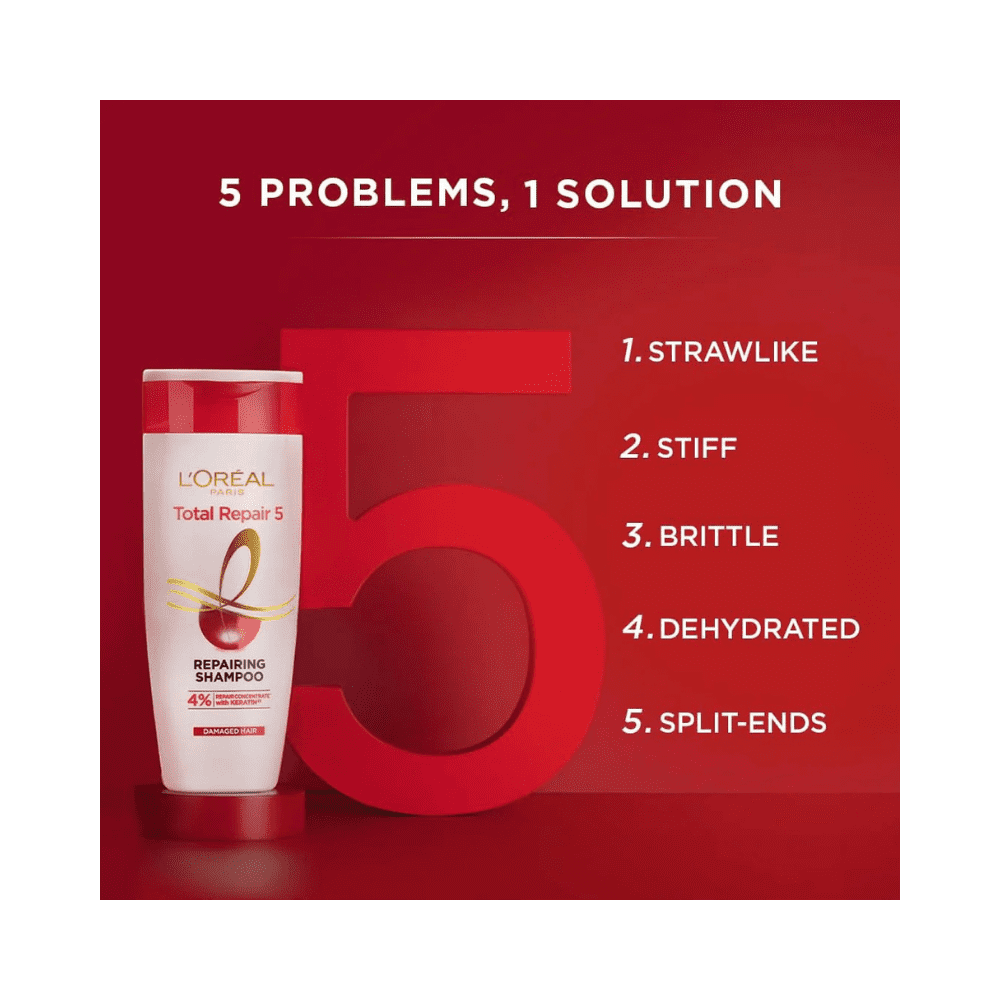 Loreal Paris Elseve Complete Repair 5 Structuring Treatment Shampoo for Damaged Hair 300 ml 3 Pack
