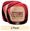 (2 pack) L'Oreal Paris Infallible Fresh Wear 24 Hr Powder Foundation Makeup, 245 Radiant Honey, 0.31 oz