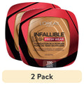 (2 pack) L'Oreal Paris Infallible Fresh Wear 24 Hr Powder Foundation Makeup, 330 Hazelnut, 0.31 oz