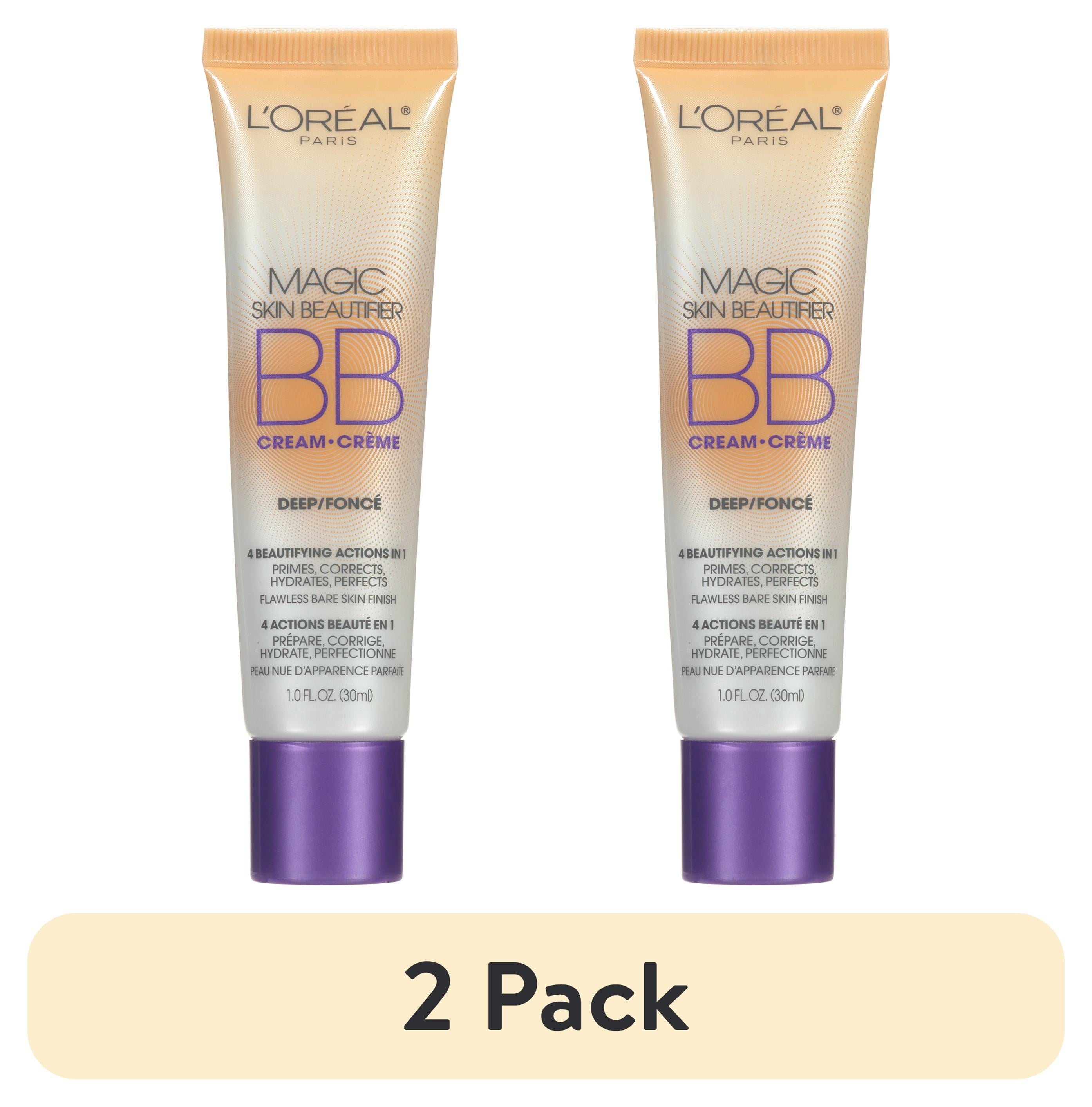 (2 pack) L'Oreal Paris Magic Skin Beautifier BB Cream for Face with Vitamin C and E, Deep, 1 fl oz