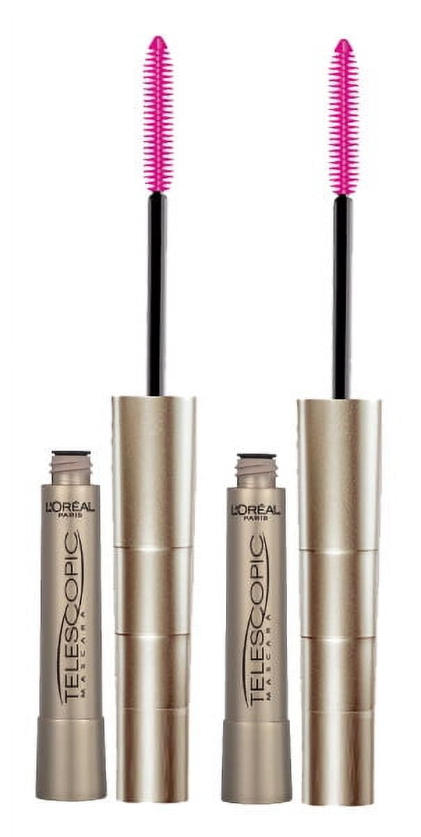 (2 pack) L'Oreal Paris Telescopic Original Washable Mascara, Blackest Black, 0.27 fl oz