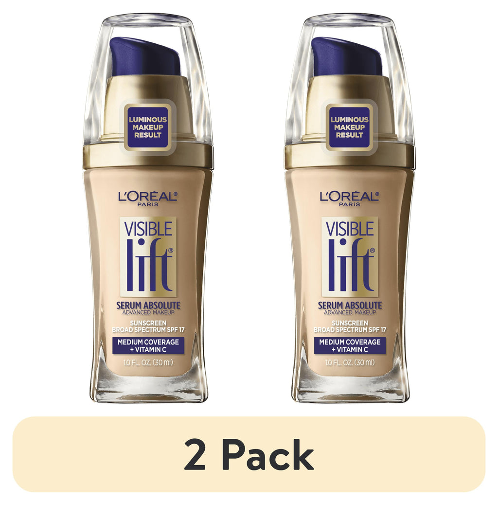 (2 pack) L'Oreal Paris Visible Lift Serum Liquid Foundation, SPF 17, 1 fl oz