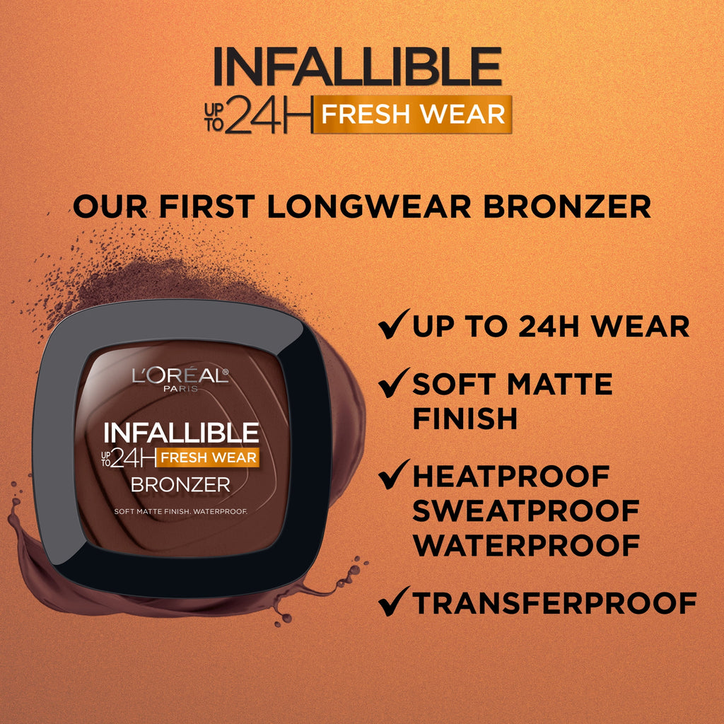 L'Oreal Paris Infallible Up to 24H Fresh Wear Soft Matte Bronzer, Light Medium, 0.31 oz
