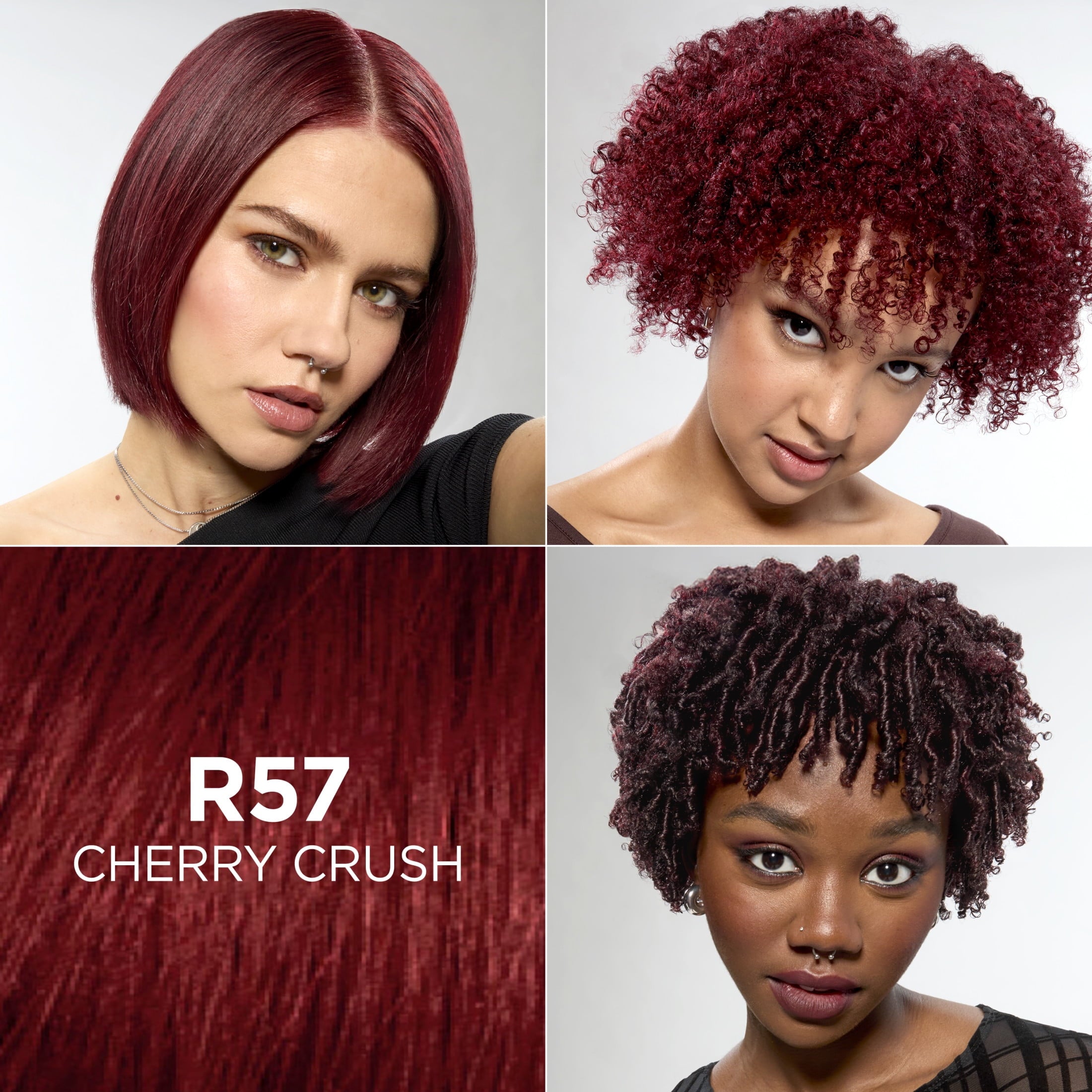 L'Oreal Paris Feria Shimmering Permanent Hair Color, R57 Cherry Crush, 1 Kit
