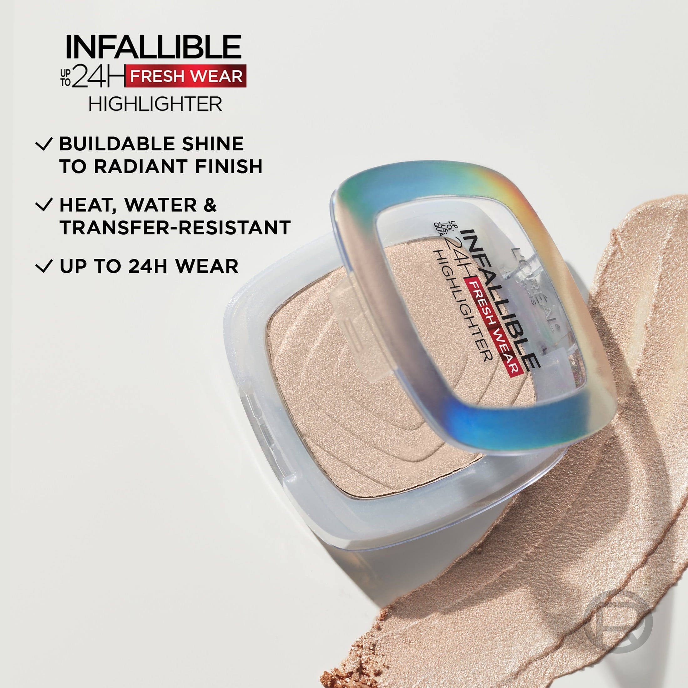 L'Oreal Paris Infallible Up To 24Hr Highlighter, Champagne Glow, 0.31 oz, Longwear Powder Formula