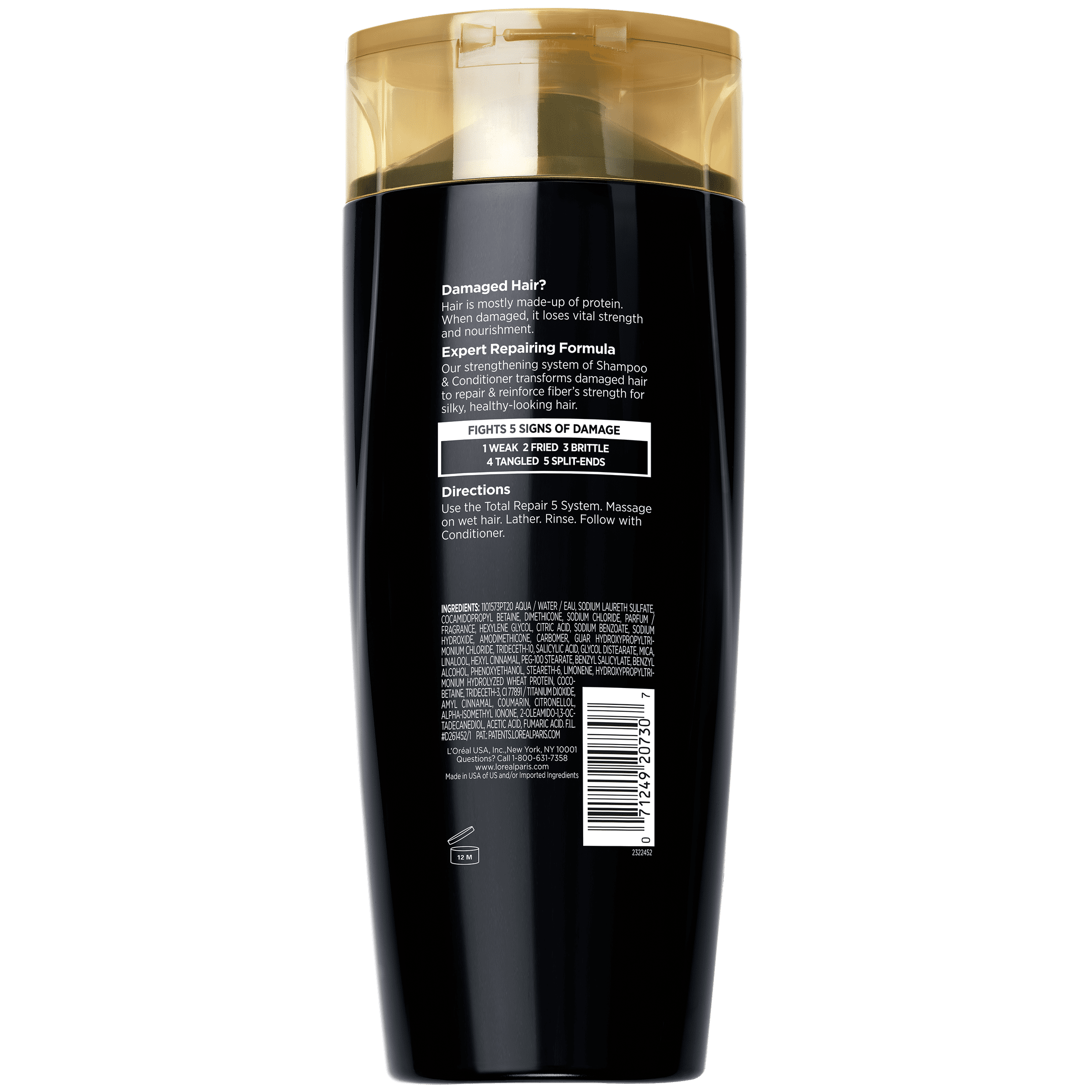 L'Oreal Paris Elvive Total Repair 5 Repairing Shampoo, Squeeze, 12.6 fl oz