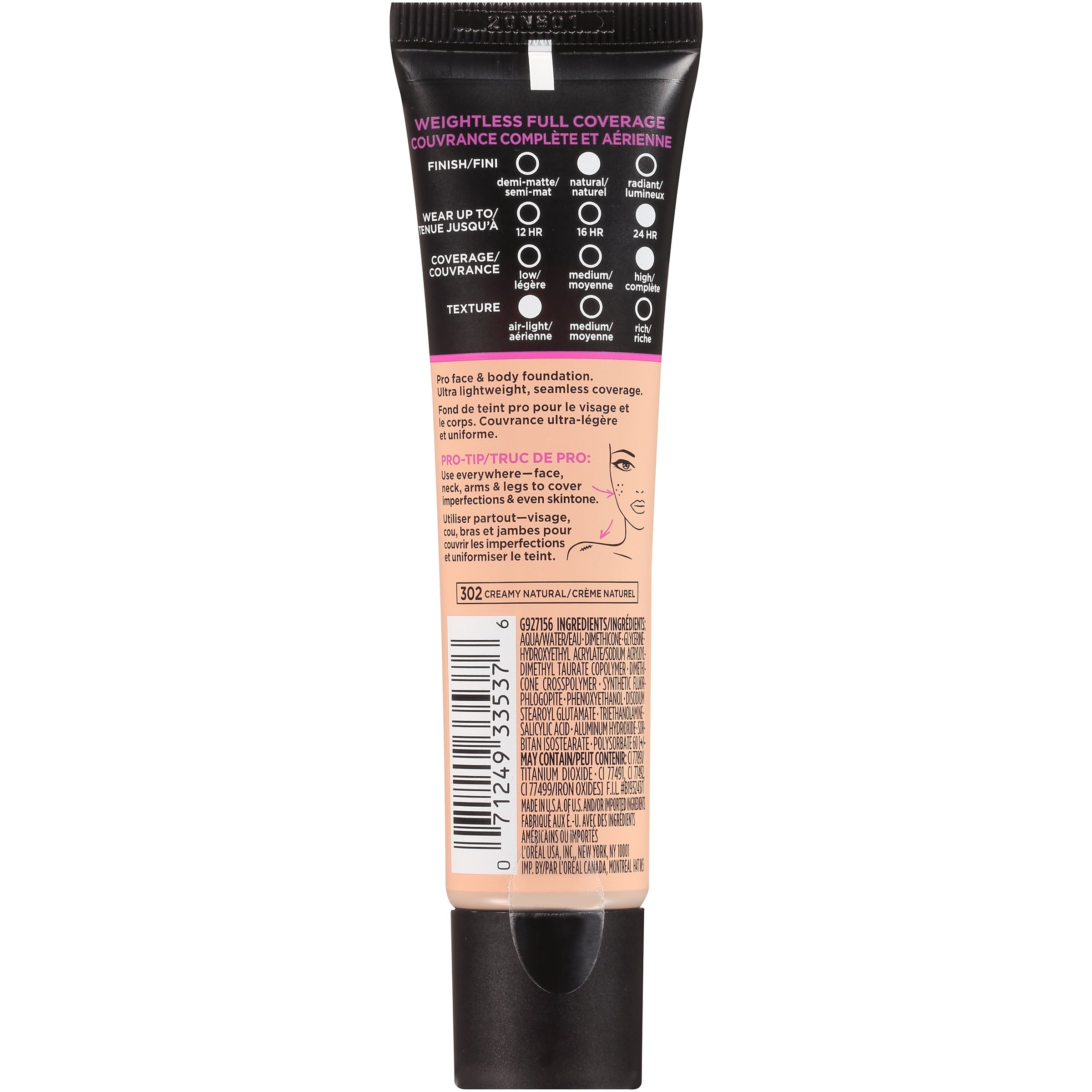 L'Oreal Paris Infallible Total Cover Liquid Foundation, Creamy Natural, 1 fl oz