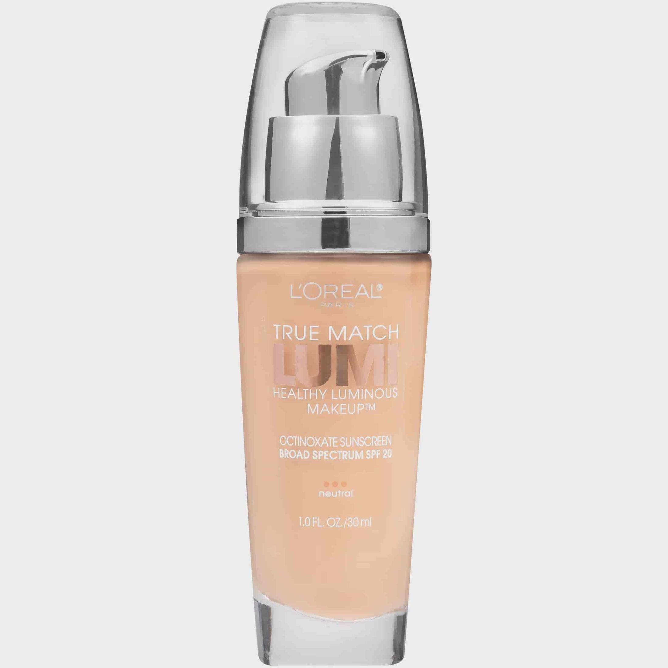 (2 pack) L'Oreal Paris True Match Lumi SPF 20 Liquid Foundation Makeup, N3 Natural Buff, 1 fl oz