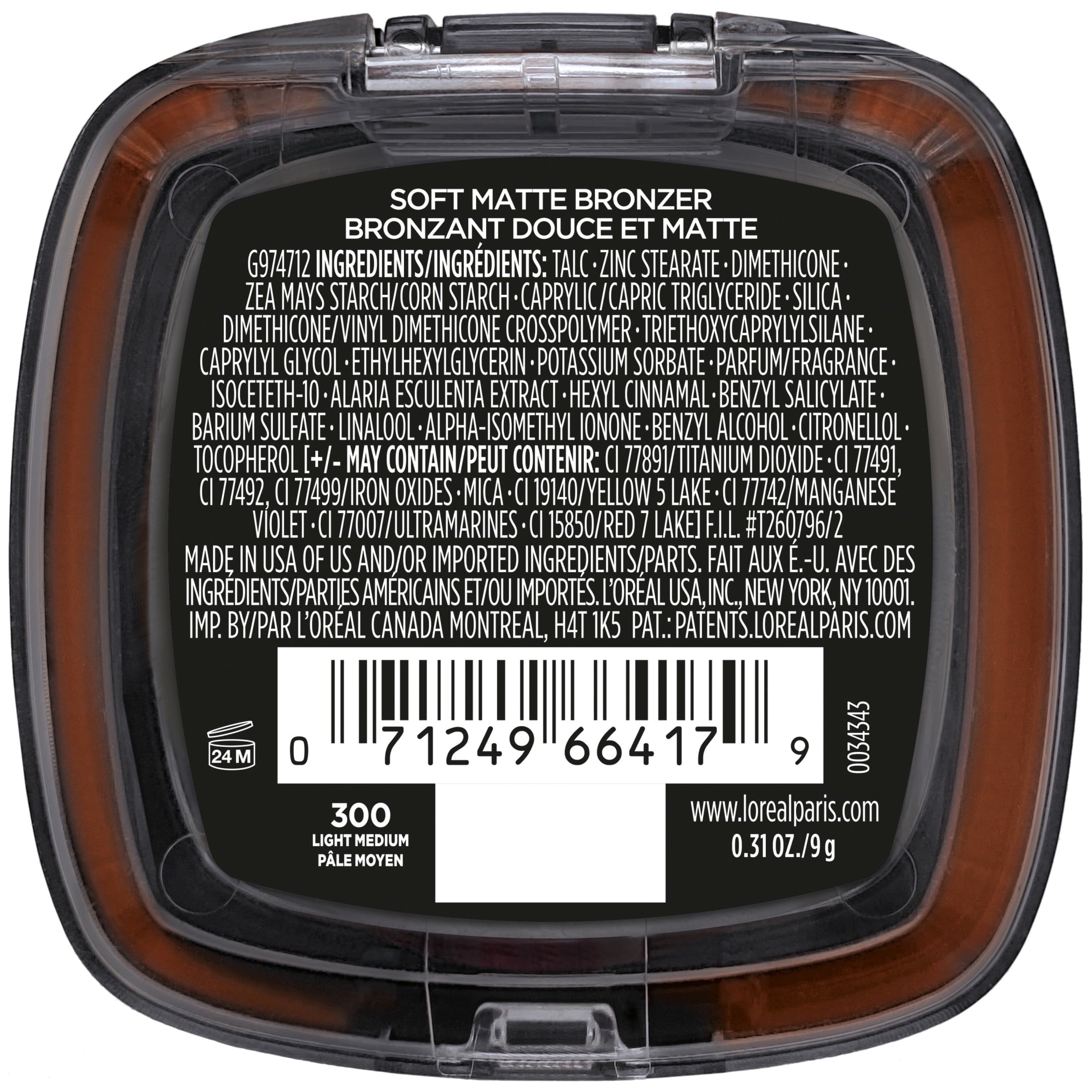 L'Oreal Paris Infallible Up to 24H Fresh Wear Soft Matte Bronzer, Light Medium, 0.31 oz