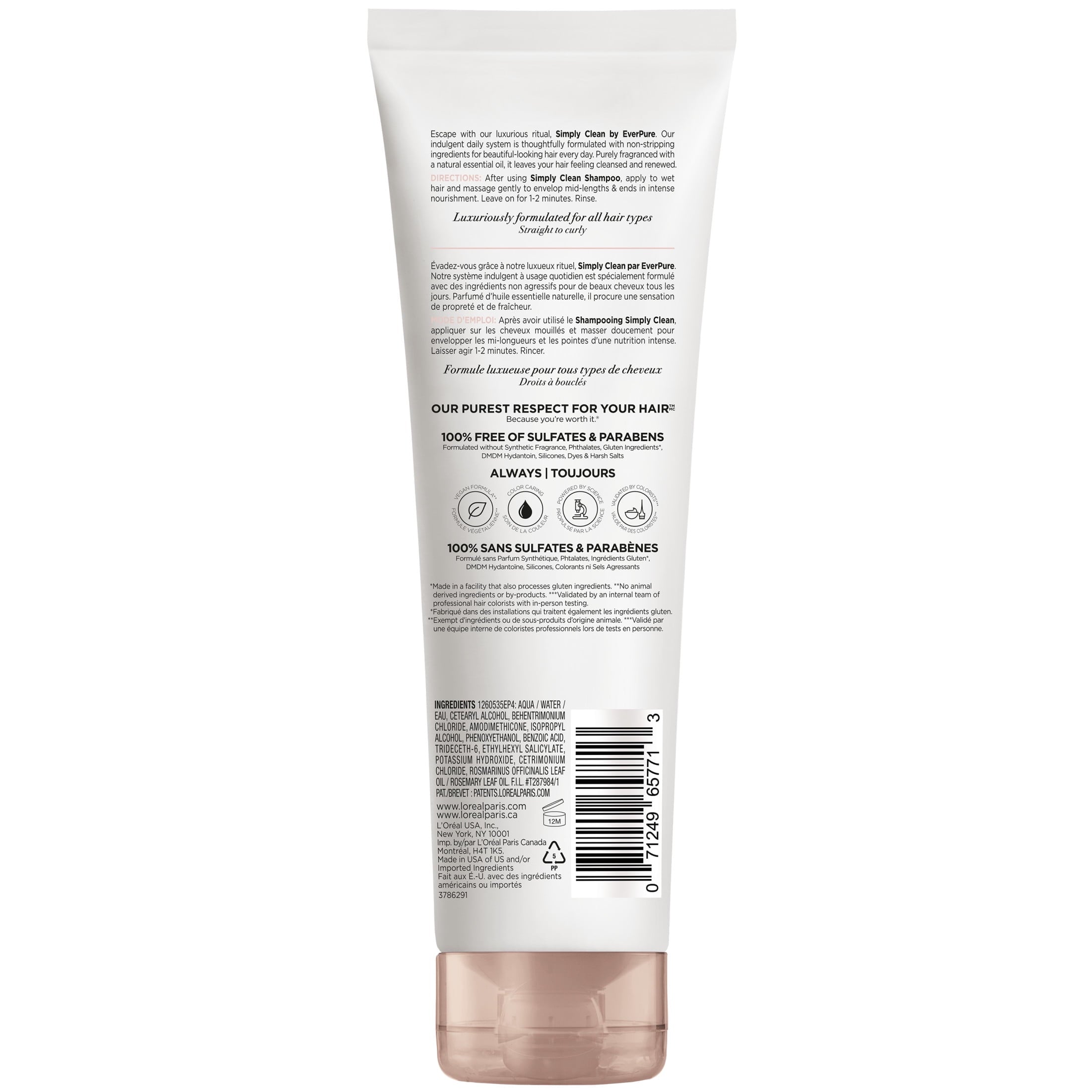 L'Oreal Paris EverPure Simply Clean Squeeze Conditioner, Color Protection, 8.5 OZ