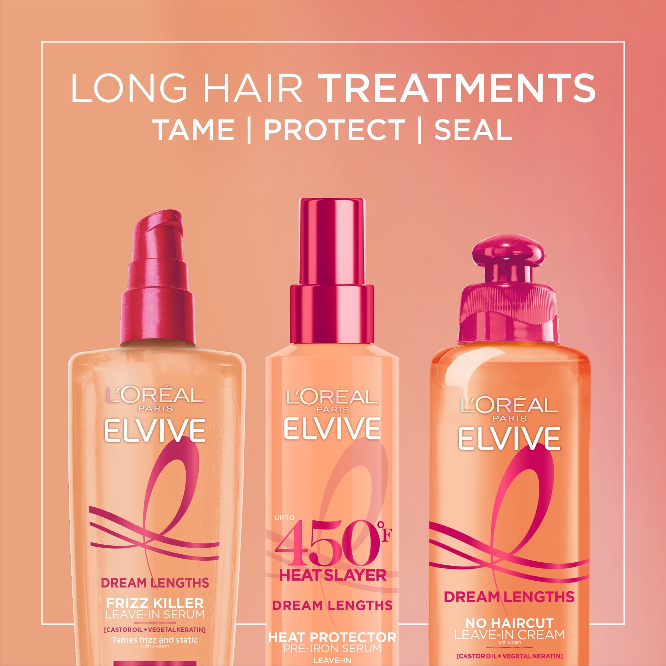 L'Oreal Paris Elvive Dream Lengths Heat Slayer Frizz Control, Pre-Iron Spray, Heat Protection, 4.4 oz