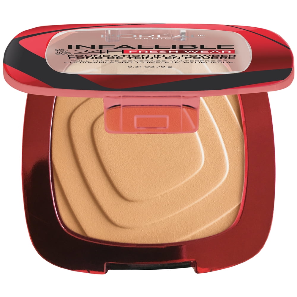 (2 pack) L'Oreal Paris Infallible Fresh Wear 24 Hr Powder Foundation Makeup, 250 Radiant Sant, 0.31 oz