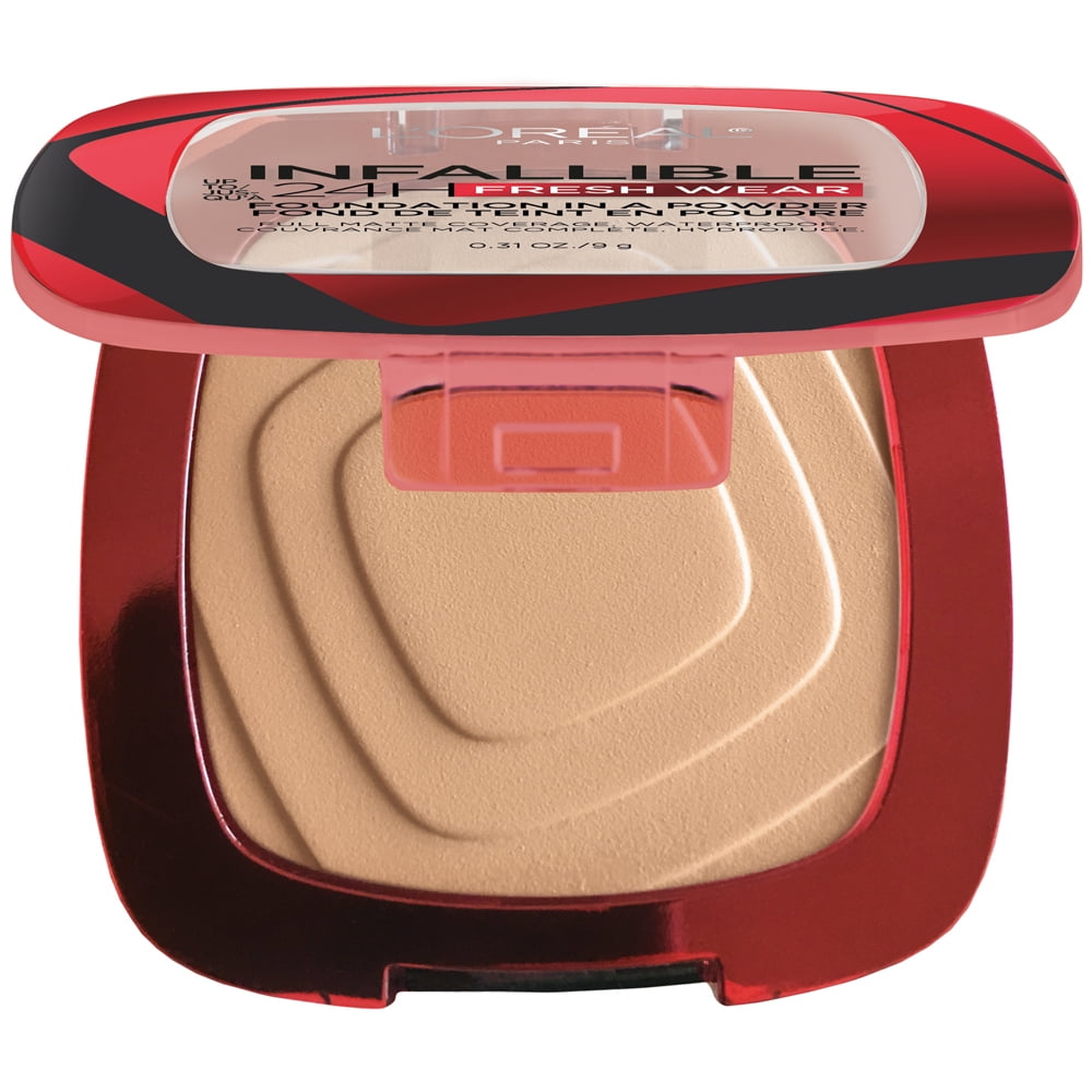 (2 pack) L'Oreal Paris Infallible Fresh Wear 24 Hr Powder Foundation Makeup, 245 Radiant Honey, 0.31 oz