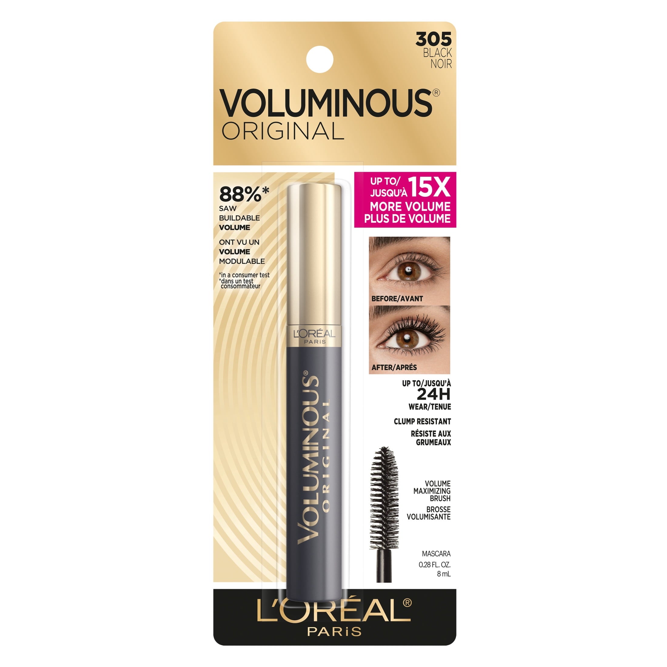 L'Oreal Paris Voluminous Original Washable Bold Eye Mascara, Black