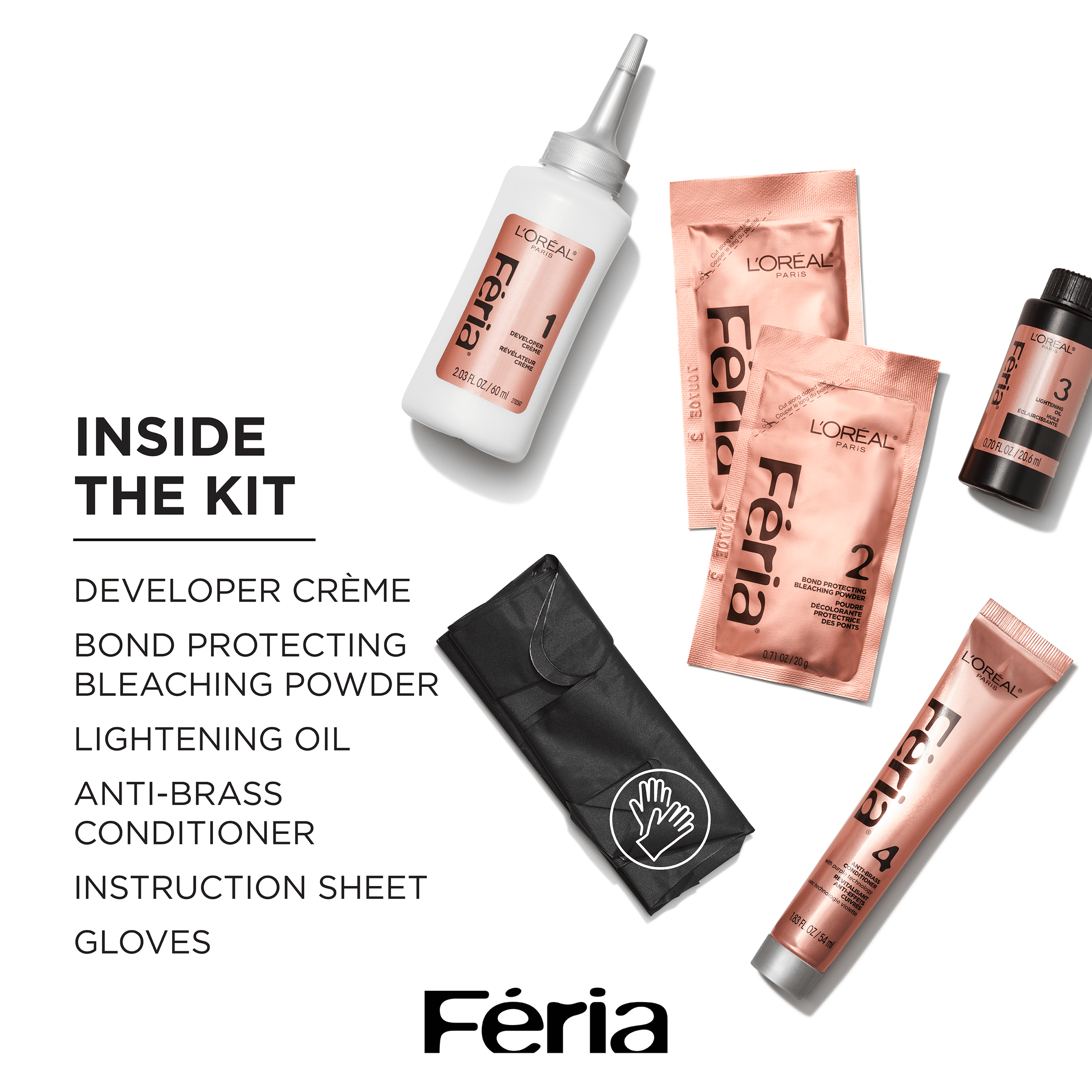 Féria Platinum Bounce Bond Care Lightening System Hair Color, Unisex, 1 Kit