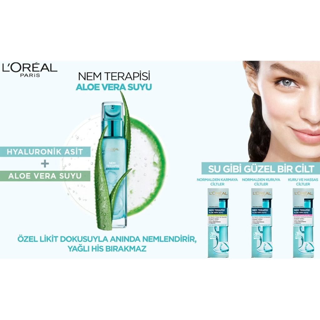 Loreal Paris Hydra Genius Hyaluronic Acid + Aloe Vera Liquid Moisturiser for Normal to Combination Skin, 70ml