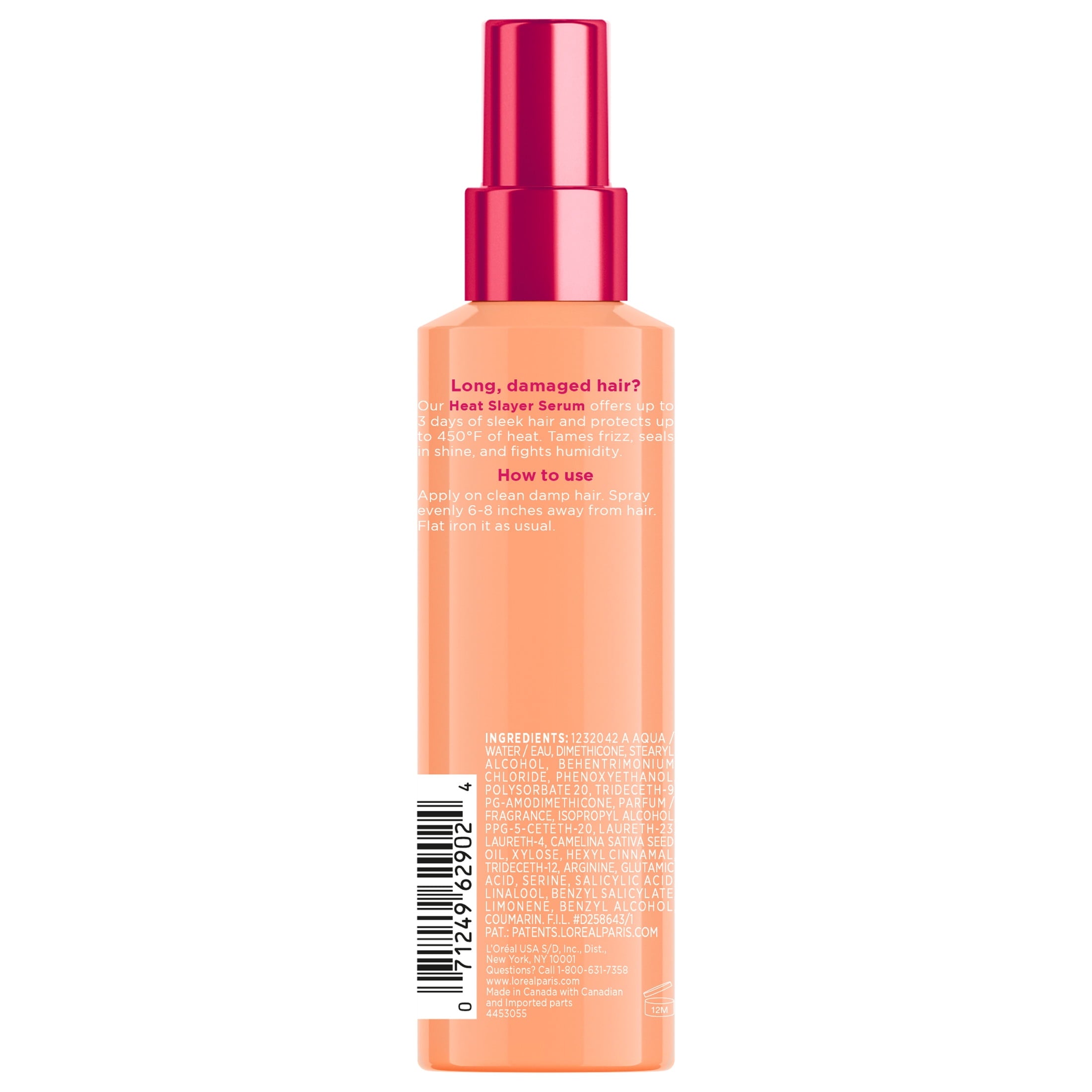 L'Oreal Paris Elvive Dream Lengths Heat Slayer Frizz Control, Pre-Iron Spray, Heat Protection, 4.4 oz