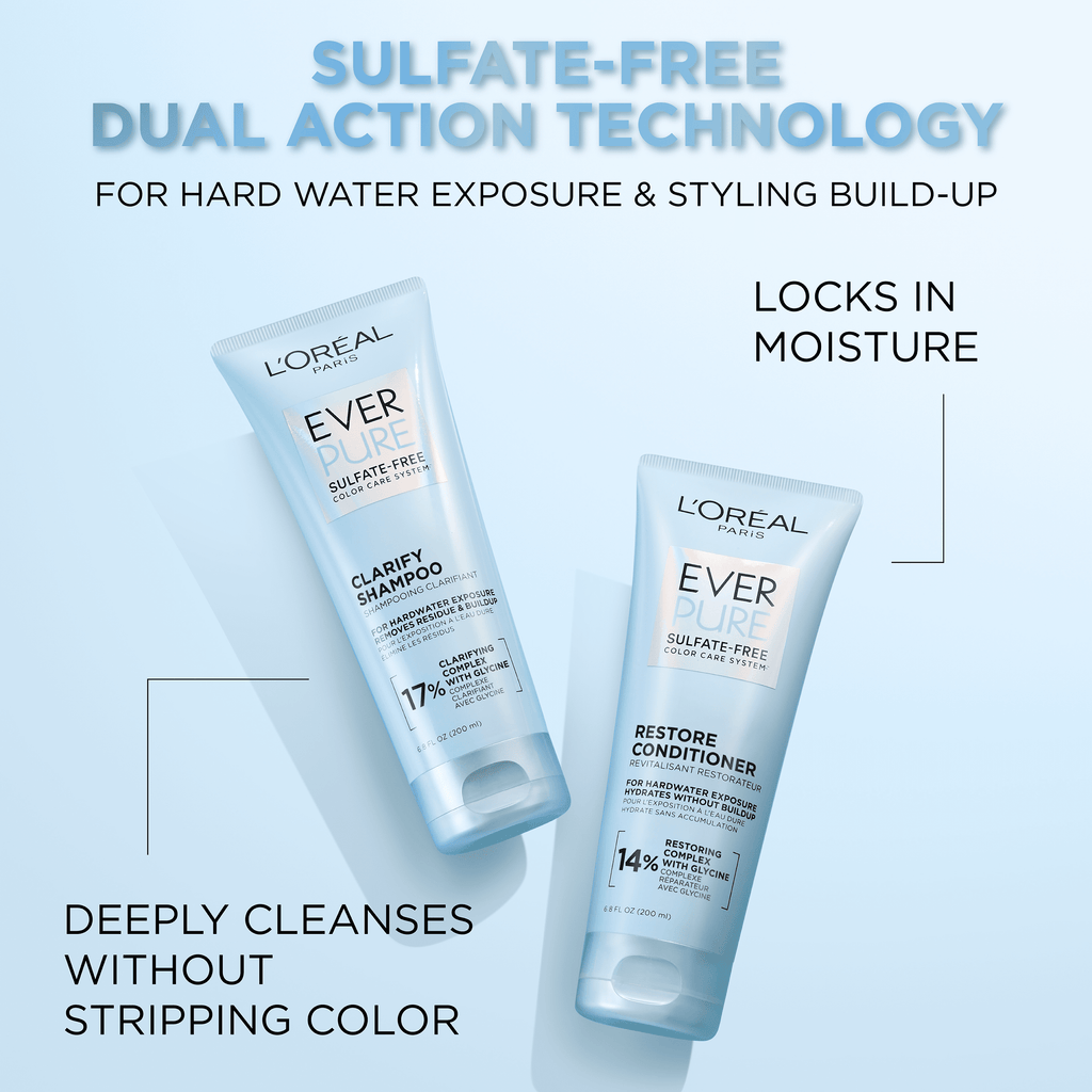 L'Oreal Paris Ever Pure Clarifying Shampoo with Vitamin C, Glycine, for All Hair Types, 6.8 fl oz