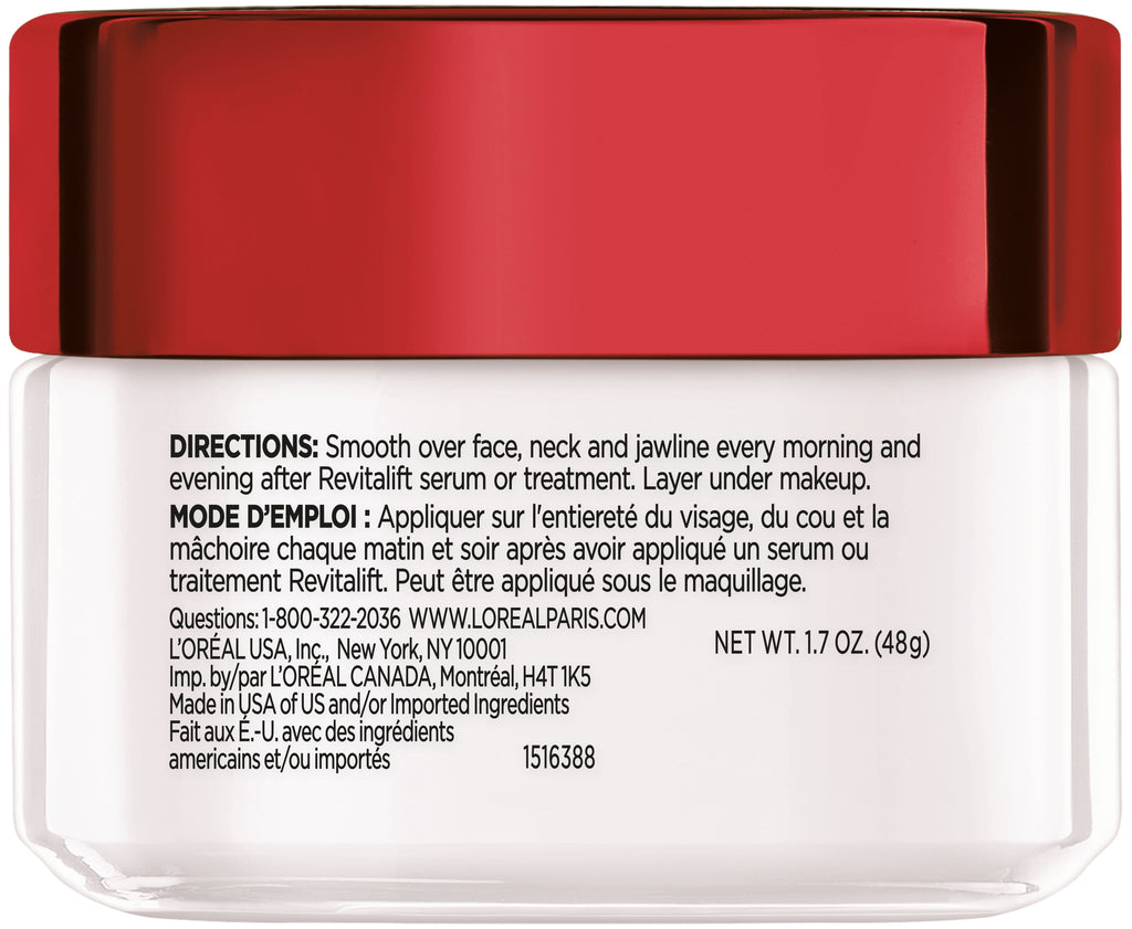 L'Oreal Paris Revitalift Anti-Aging Face and Neck Cream, Fragrance Free, 1.7 oz