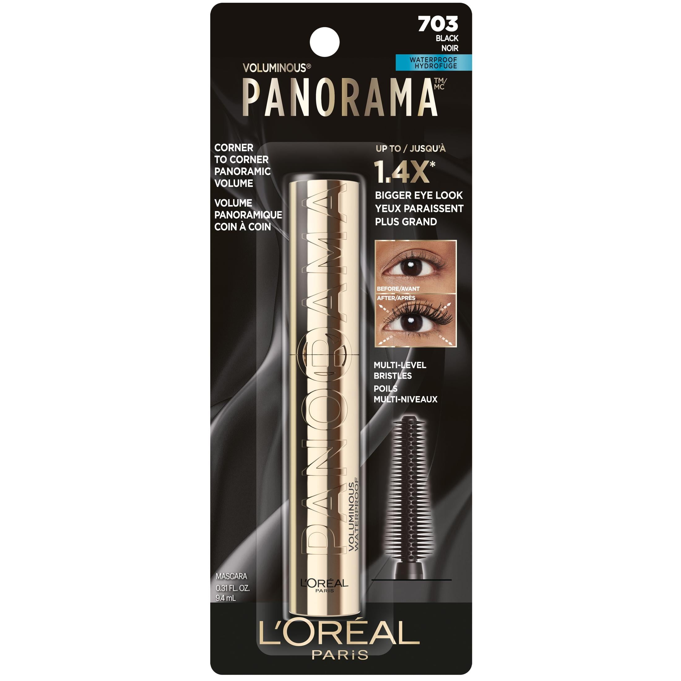 L'Oreal Paris Voluminous Panorama Smudge Resistant Mascara, Black Waterproof