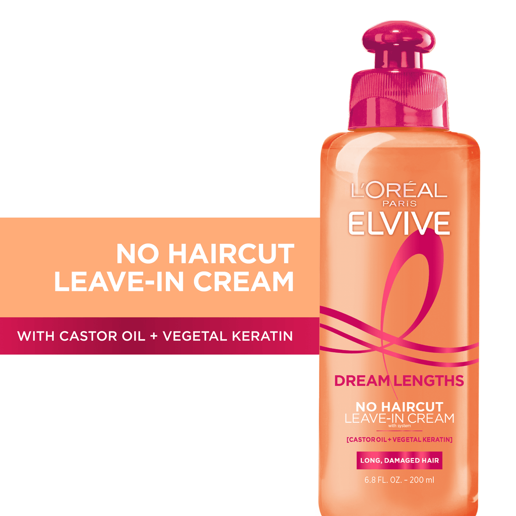 L'Oreal Paris Elvive Dream Lengths No Haircut Cream Leave in Conditioner, 6.8 fl oz