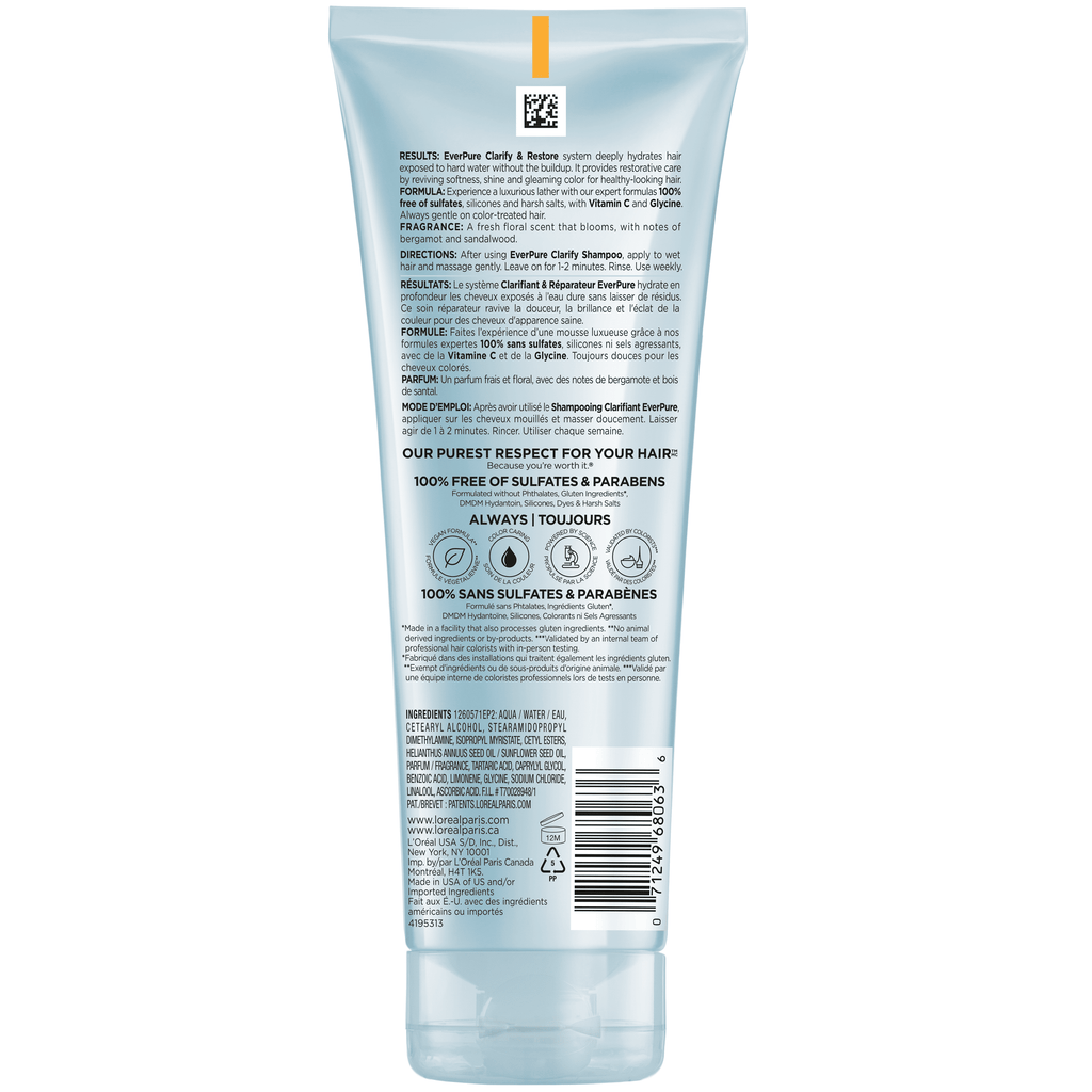 L'Oreal Paris EverPure Sulfate Free Restoring Conditioner with Antioxidants, Squeeze, 6.8 fl oz