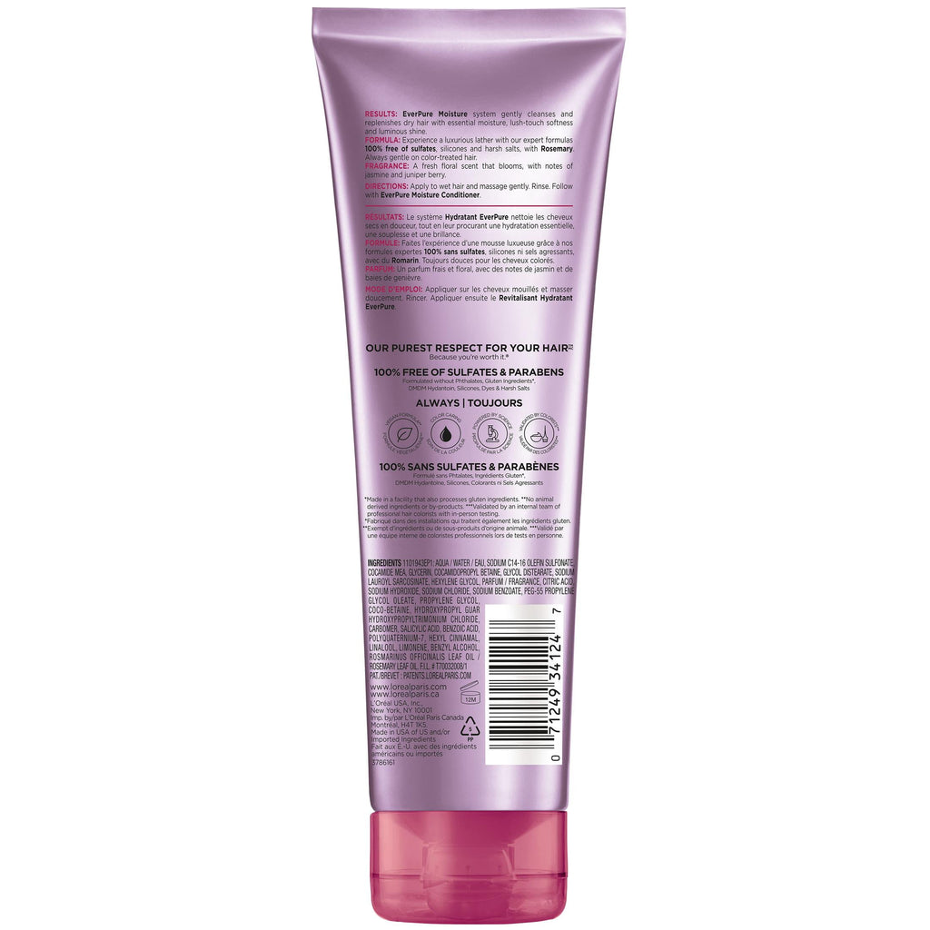 L'Oreal Paris EverPure Moisture Sulfate Free Shampoo for Dry Hair, 8.5 fl oz