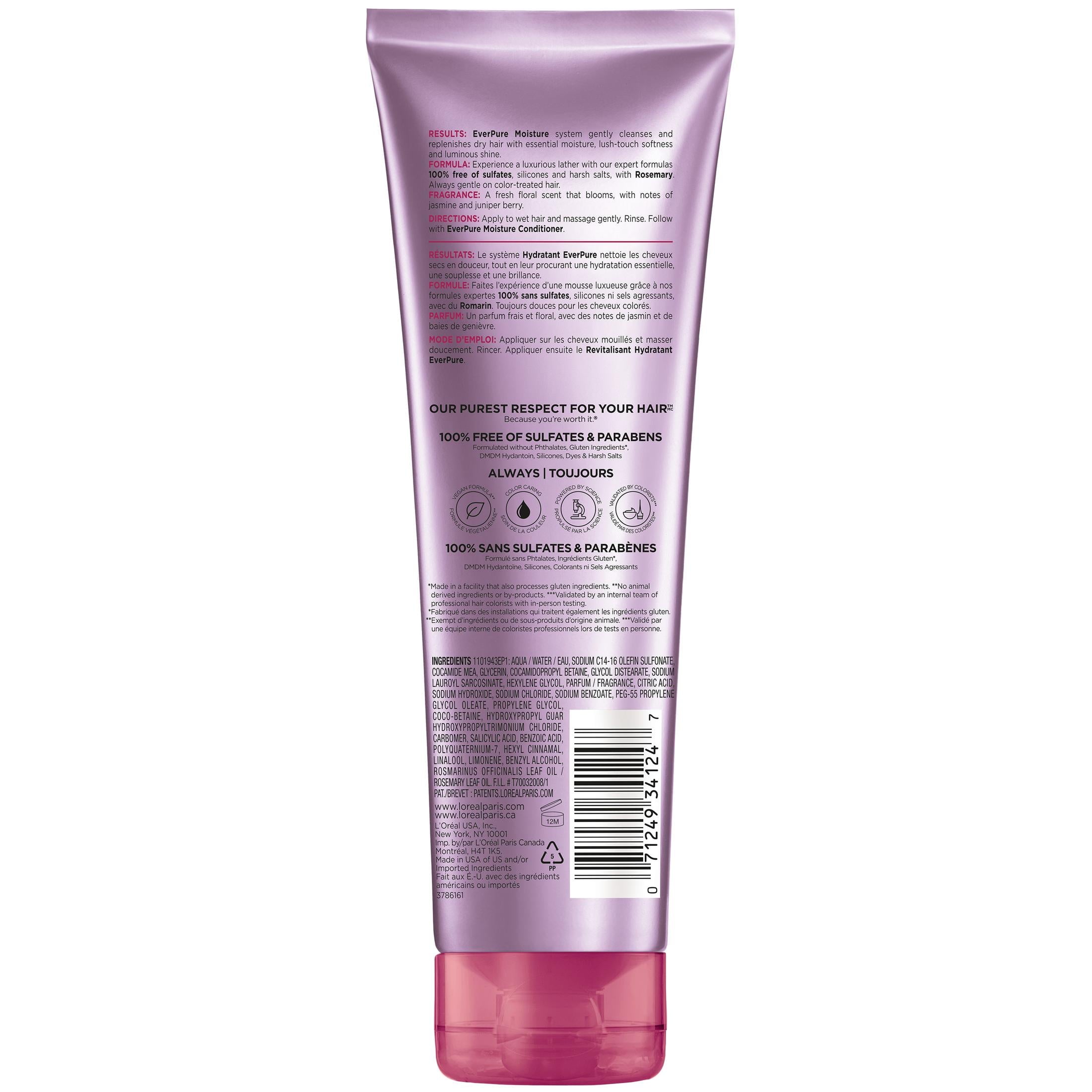 L'Oreal Paris EverPure Moisture Sulfate Free Shampoo for Dry Hair, 8.5 fl oz
