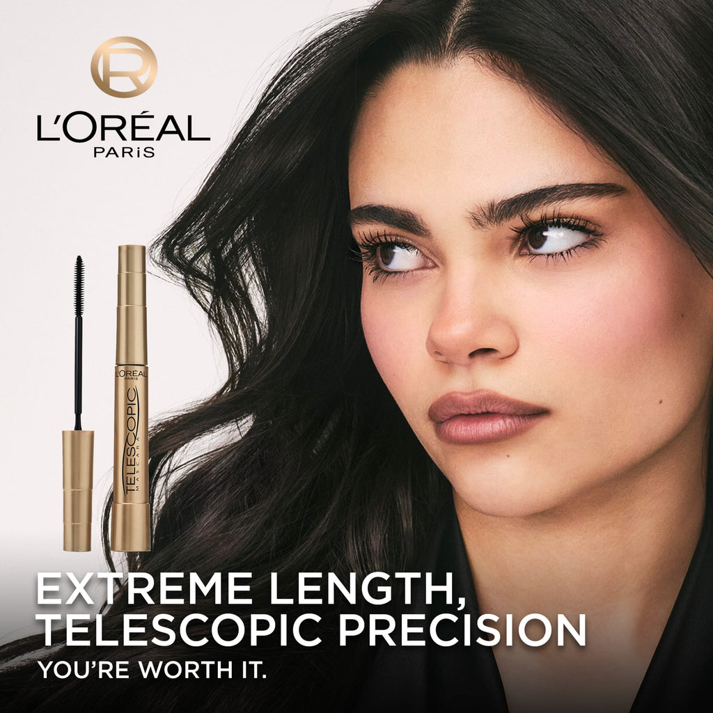 (2 pack) L'Oreal Paris Telescopic Original Washable Mascara, Blackest Black, 0.27 fl oz