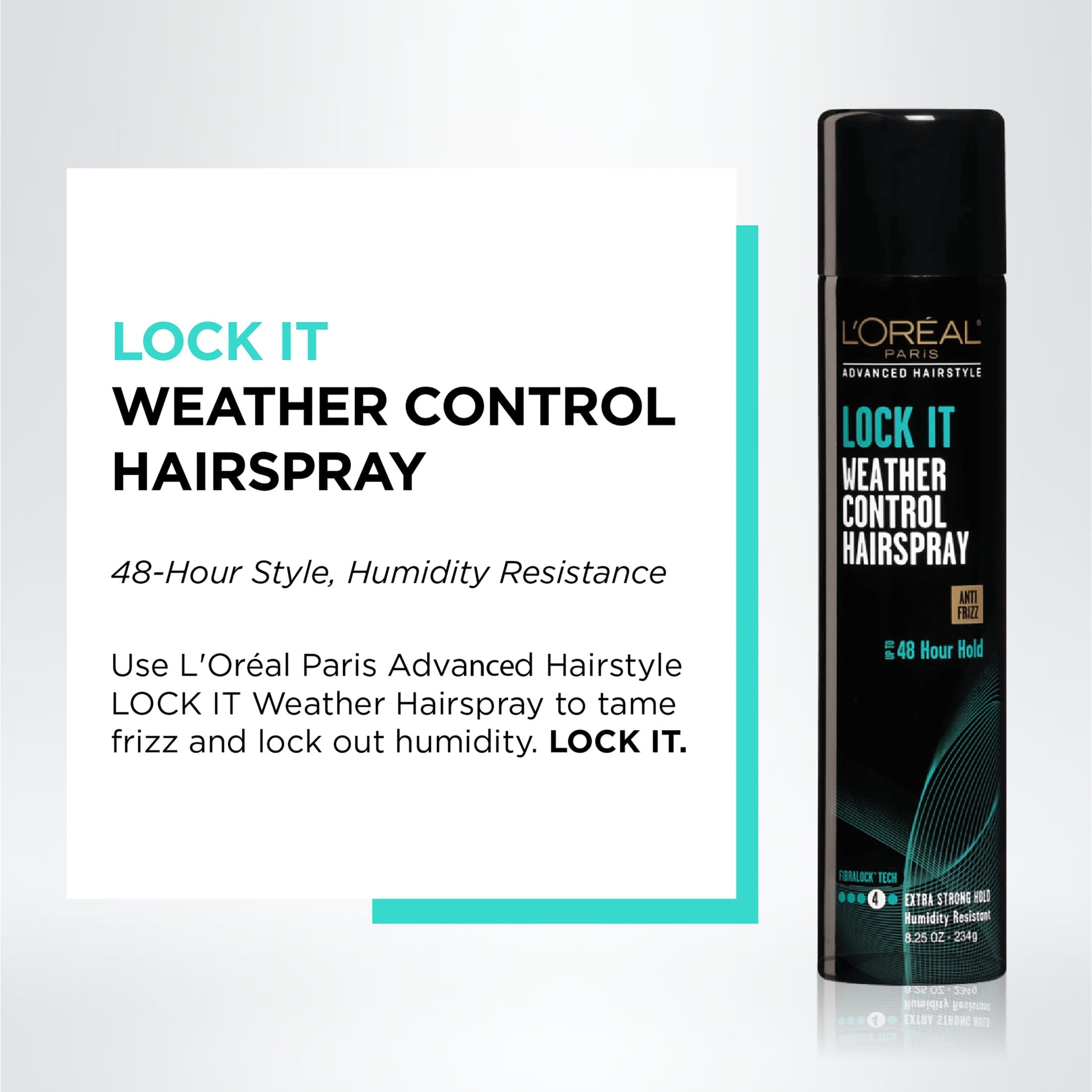 L'Oreal Paris LOCK IT Weather Frizz Control Hairspray, for Normal Hair, 8.25 oz