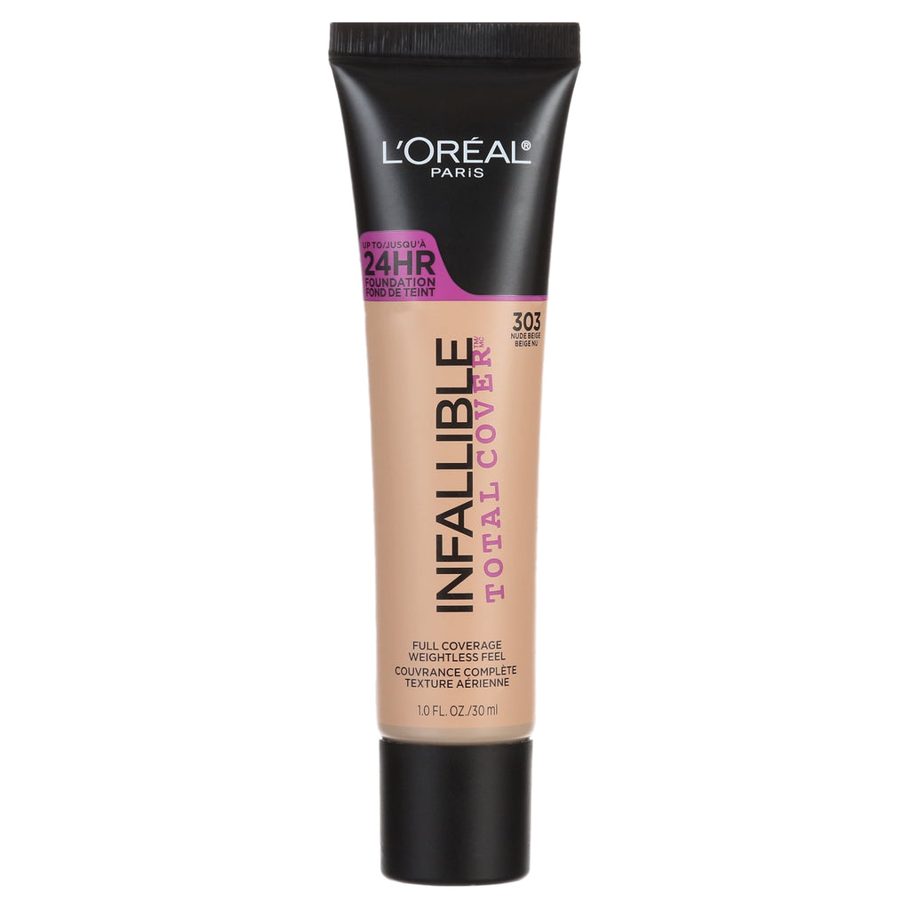 L'Oreal Paris Infallible Total Cover Liquid Foundation, Nude Beige, 1 fl oz
