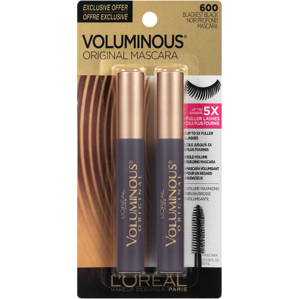 L'Oreal Paris Voluminous Original Mascara, Blackest Black, Clump-Resistant, Stocking Stuffers 0.56 fl oz