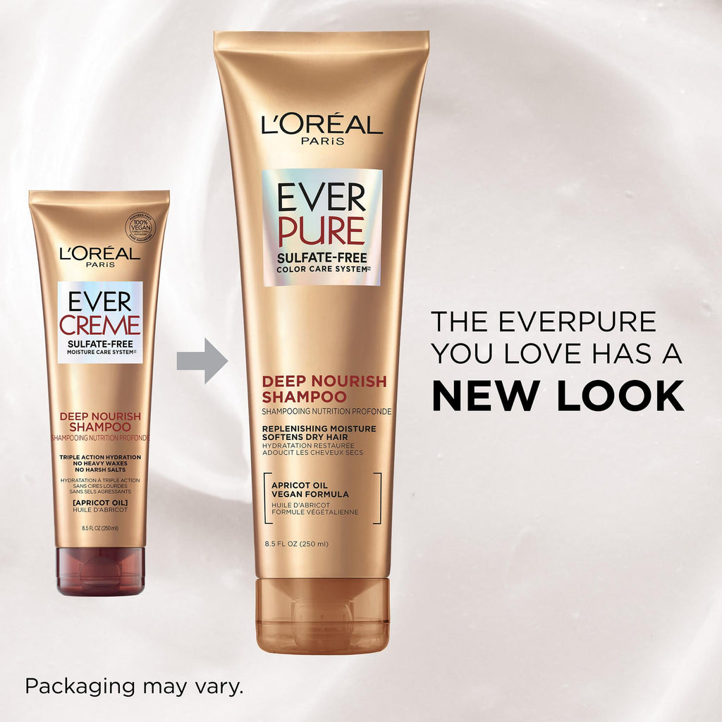 L'Oreal Paris EverPure Deep Nourish Shampoo for Dry Hair, Sulfate Free, 8.5 fl oz