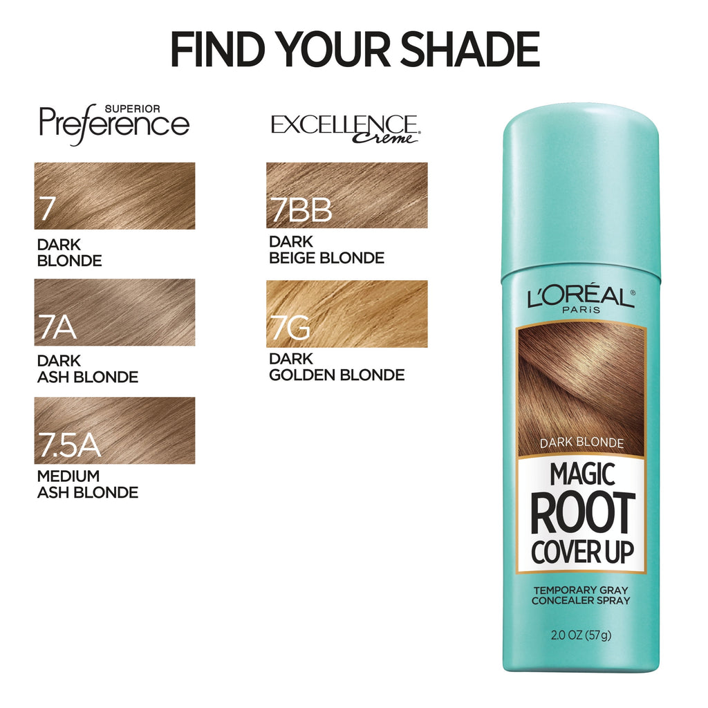 L'Oreal Paris Magic Root Cover Up Temporary Gray Concealer Spray, Dark Blonde, 2 oz
